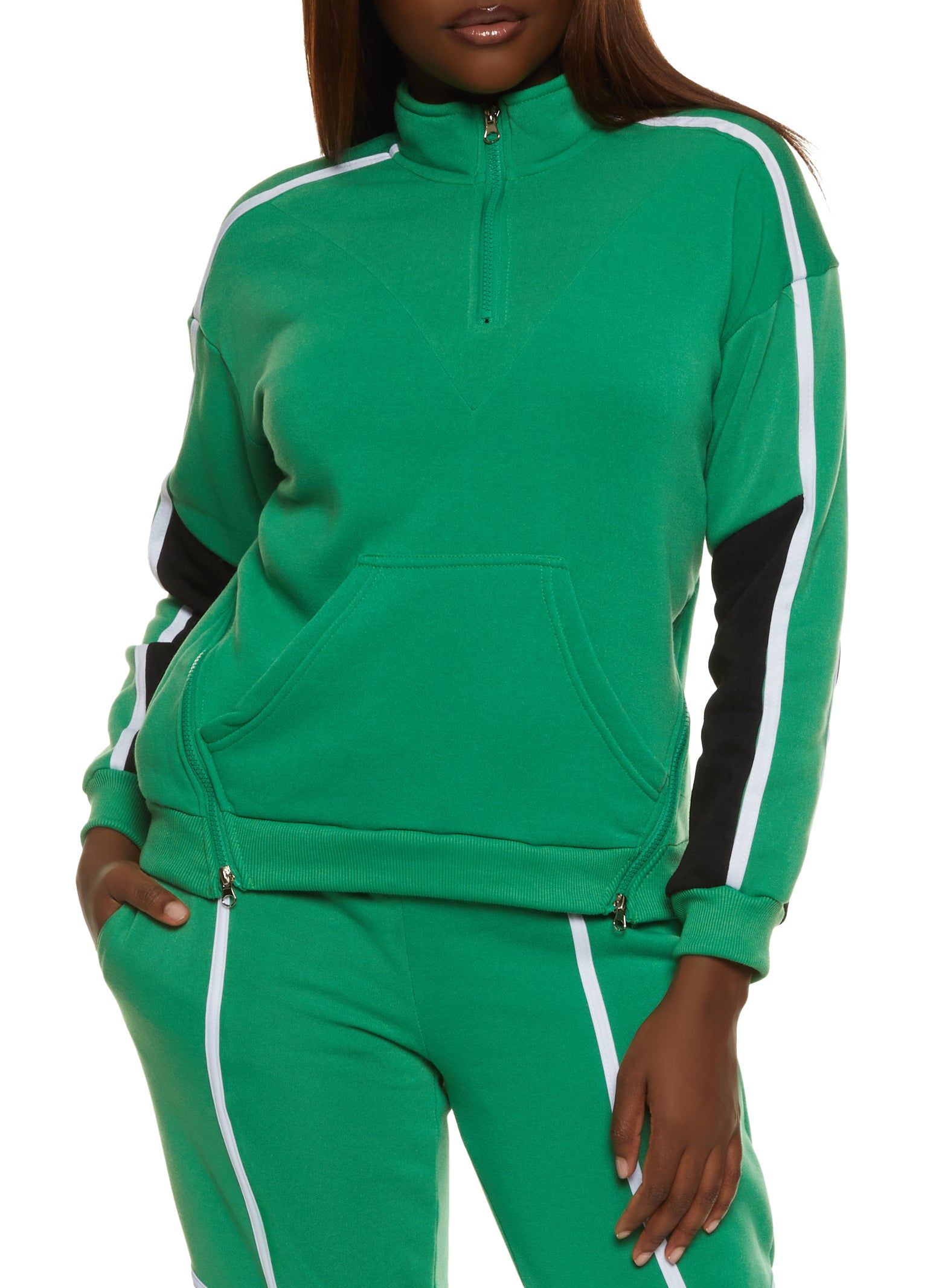 Color Blocked Sleeve Half Zip Sweatshirt sold by Rainbow