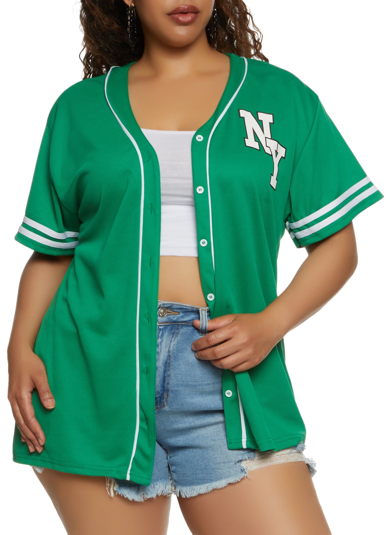 Plus Size NY Mesh Baseball Tee sold by Rainbow