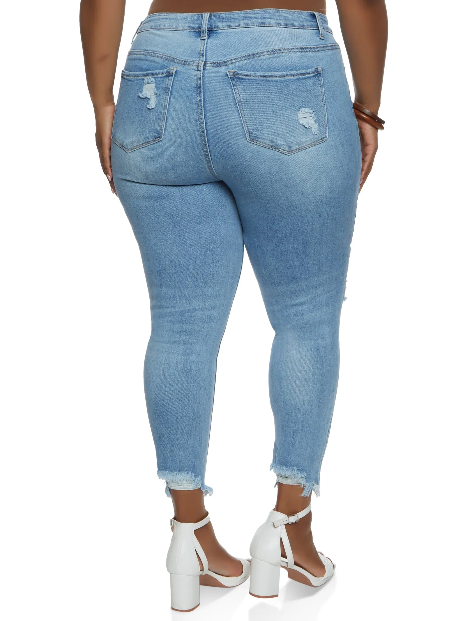 Plus Size WAX Frayed Hem Distressed Skinny Jeans sold by Rainbow product image thumbnail 2