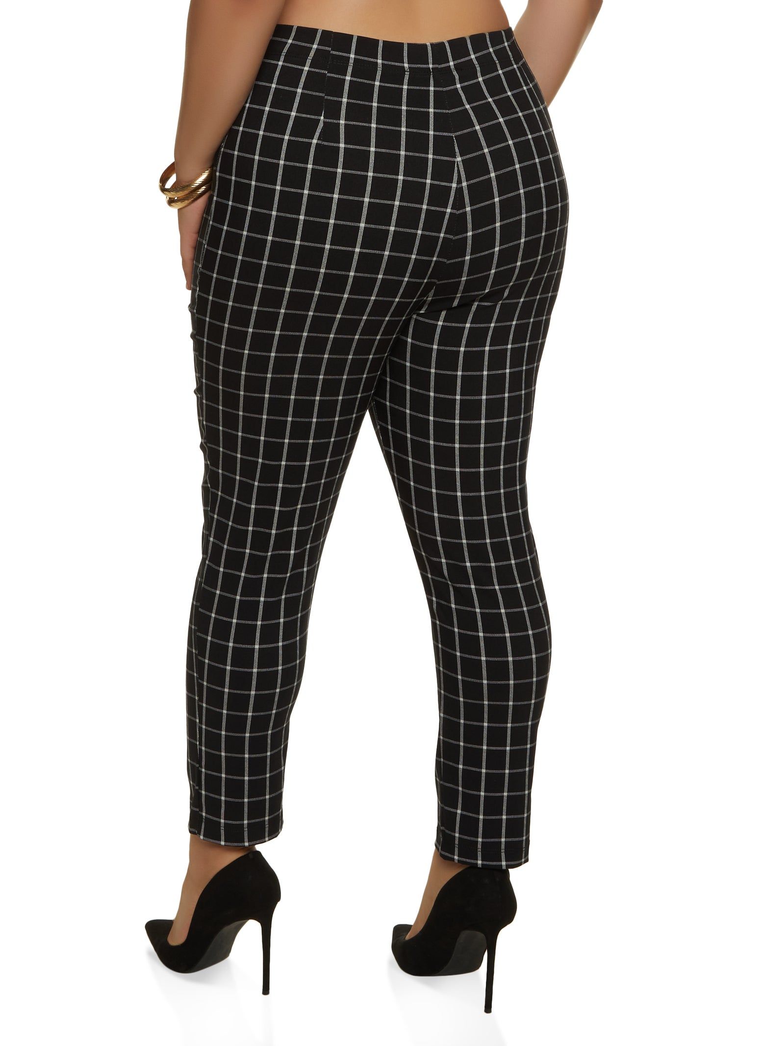 Plus Size Plaid Windowpane Pull On Dress Pants sold by Rainbow product image thumbnail 2