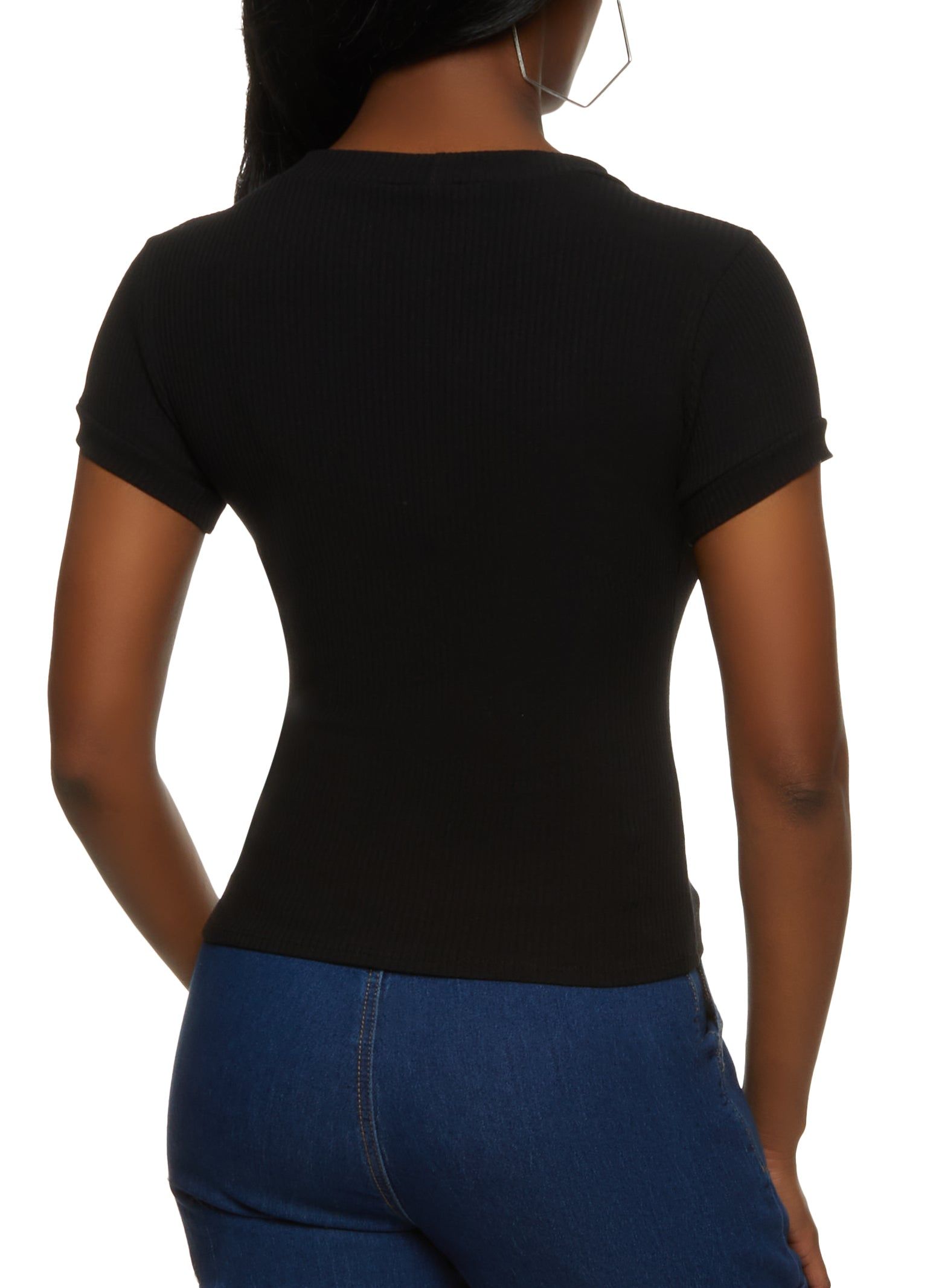 Basic Ribbed Short Sleeve Top sold by Rainbow product image thumbnail 2