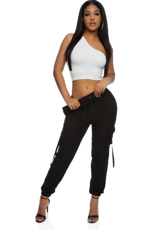 Drawstring Strappy Cargo Pocket Pants sold by Rainbow