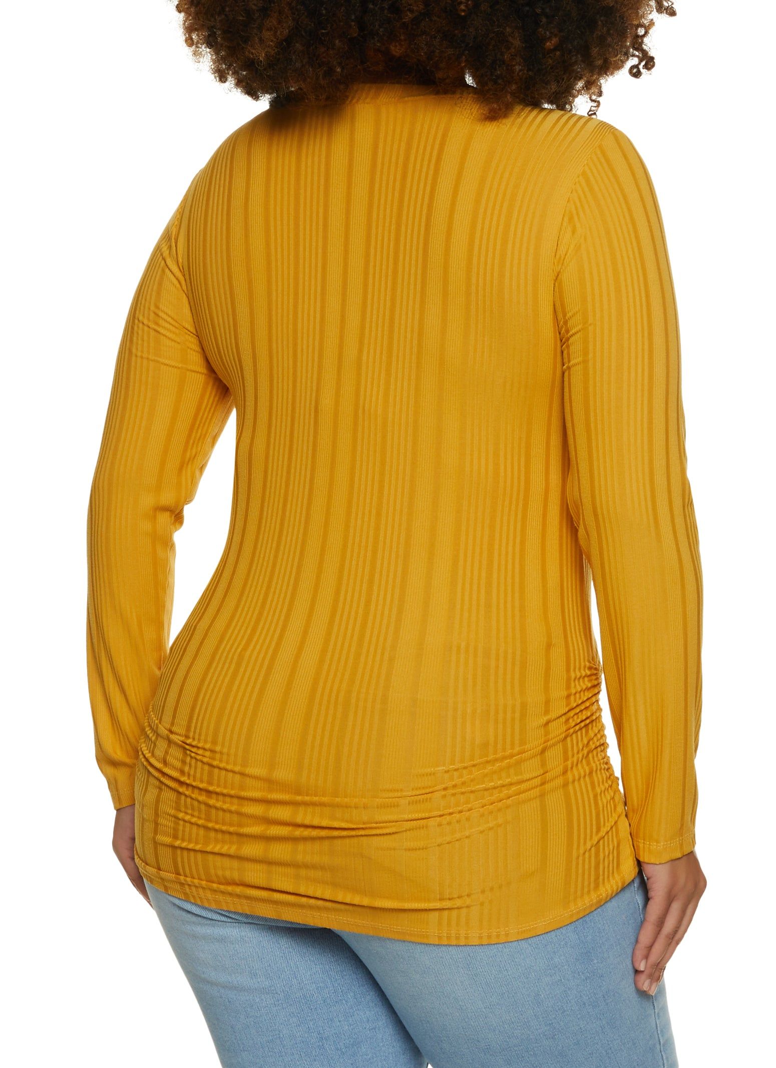 Plus Size Ribbed Knit Long Sleeve Ruched Top sold by Rainbow product image thumbnail 2