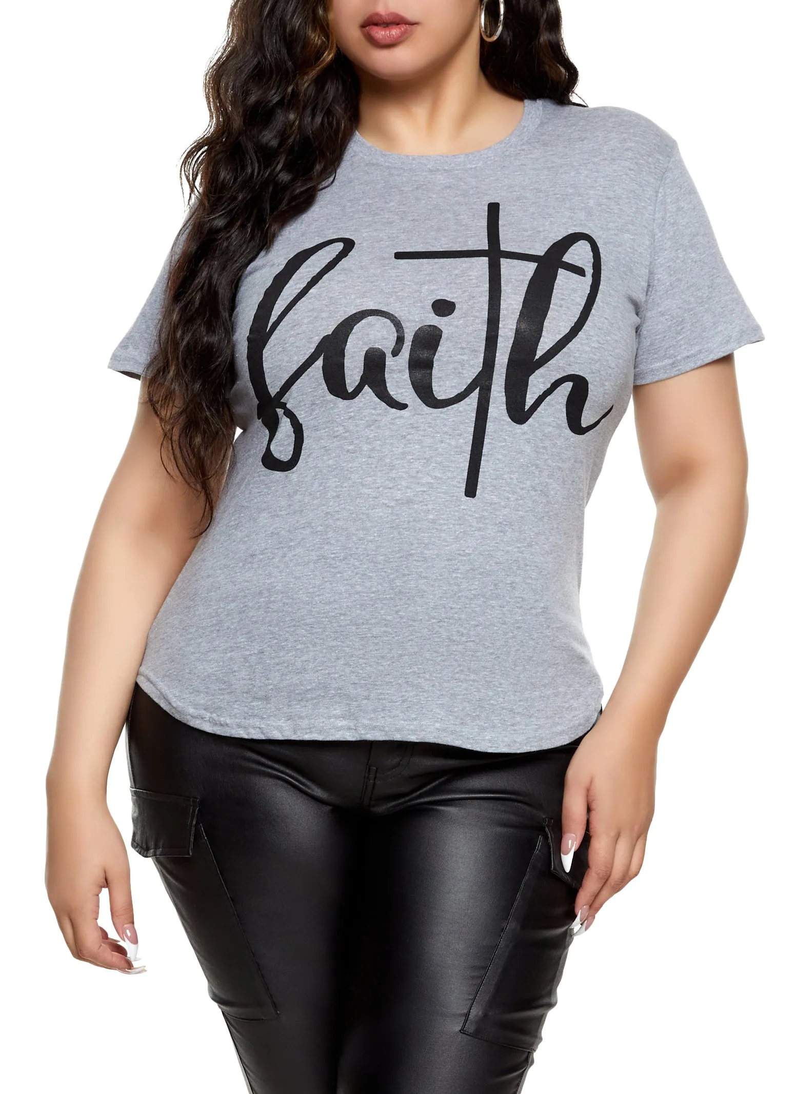 Plus Size Faith Over Fear High Low Tee sold by Rainbow