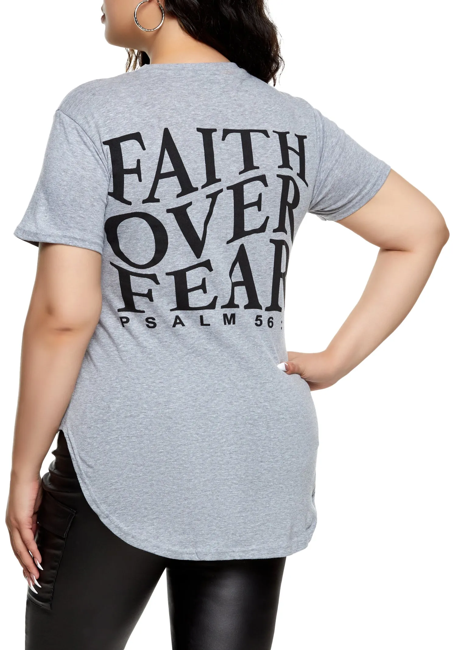 Plus Size Faith Over Fear High Low Tee sold by Rainbow product image thumbnail 2