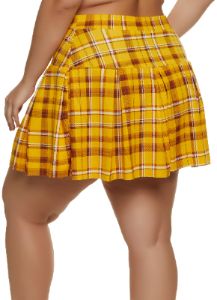 Plus Size High Waist Plaid Pleated Skirt sold by Rainbow