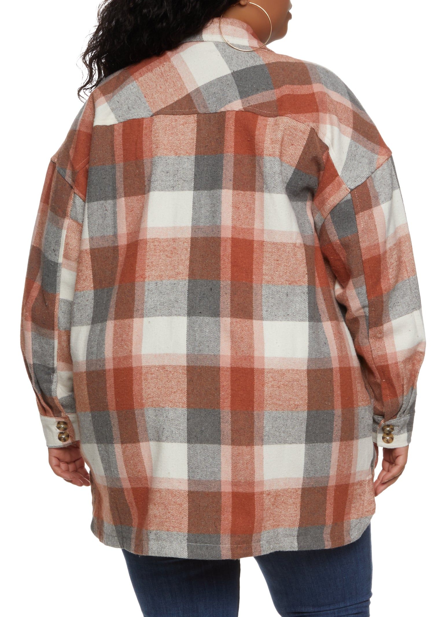 Plus Size Plaid Button Front Shacket sold by Rainbow product image thumbnail 2