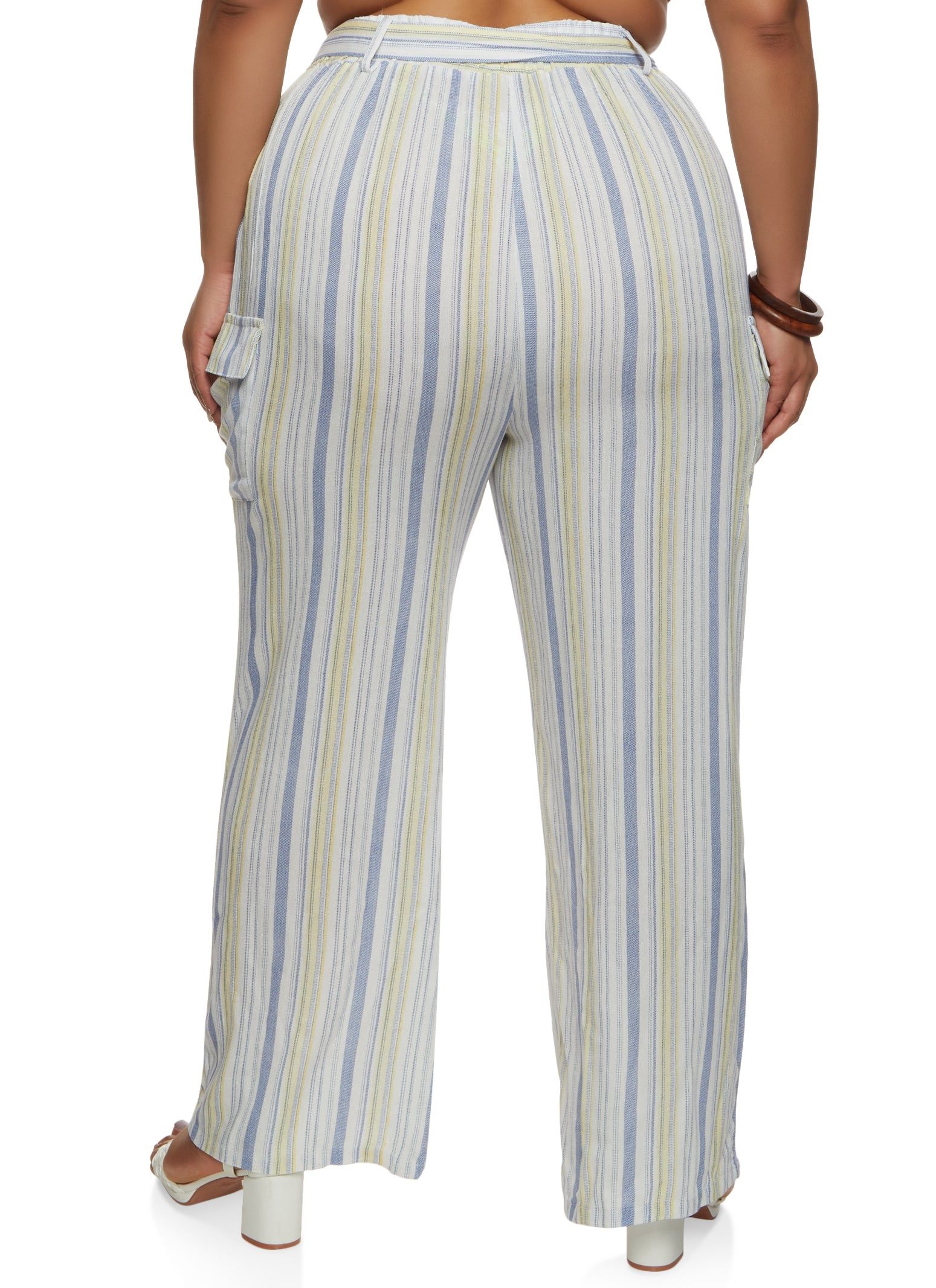 Plus Size Striped Tie Waist Belted Wide Leg Pants sold by Rainbow product image thumbnail 2