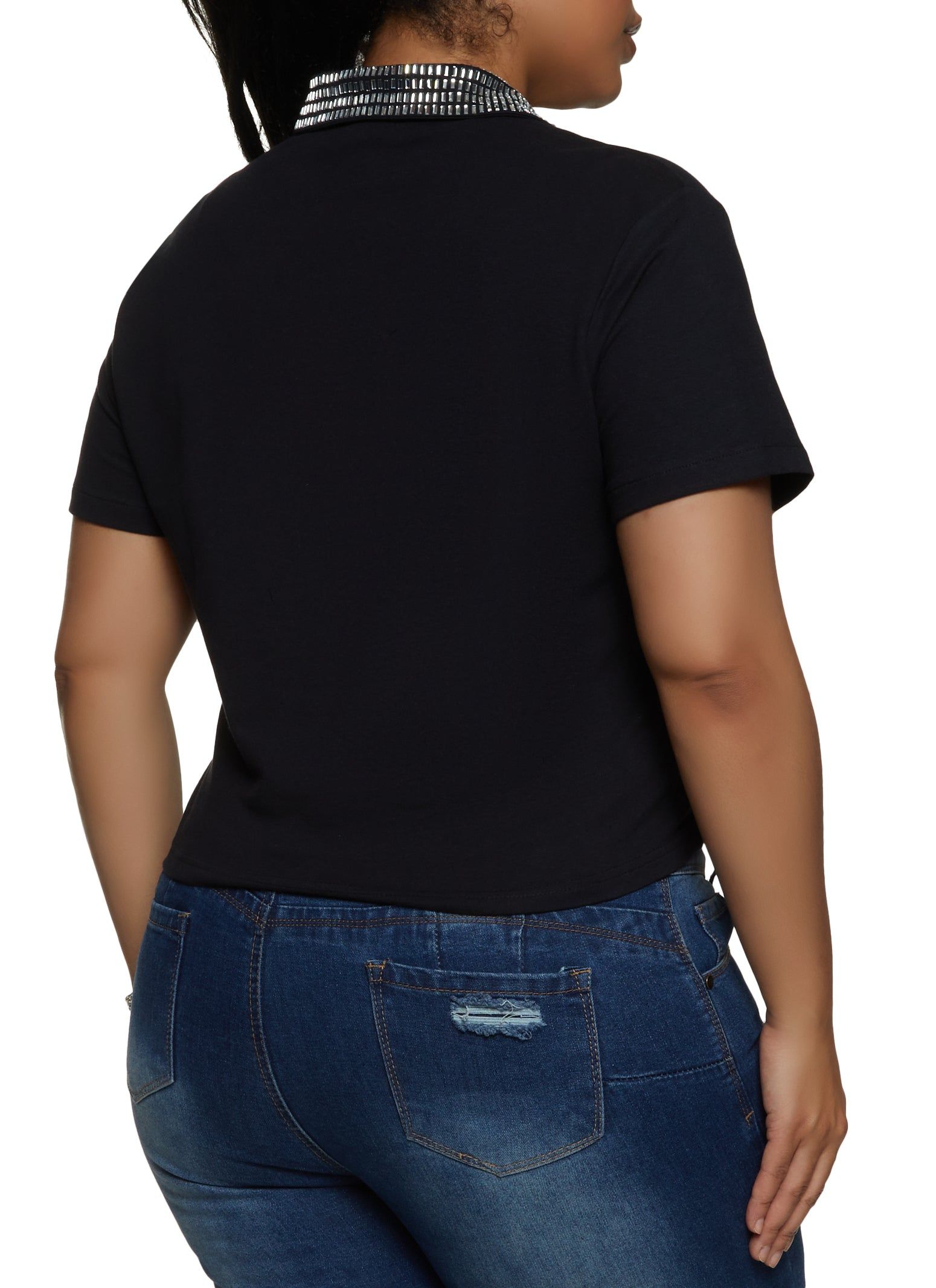 Plus Size Studded Collar Polo Top sold by Rainbow product image thumbnail 2