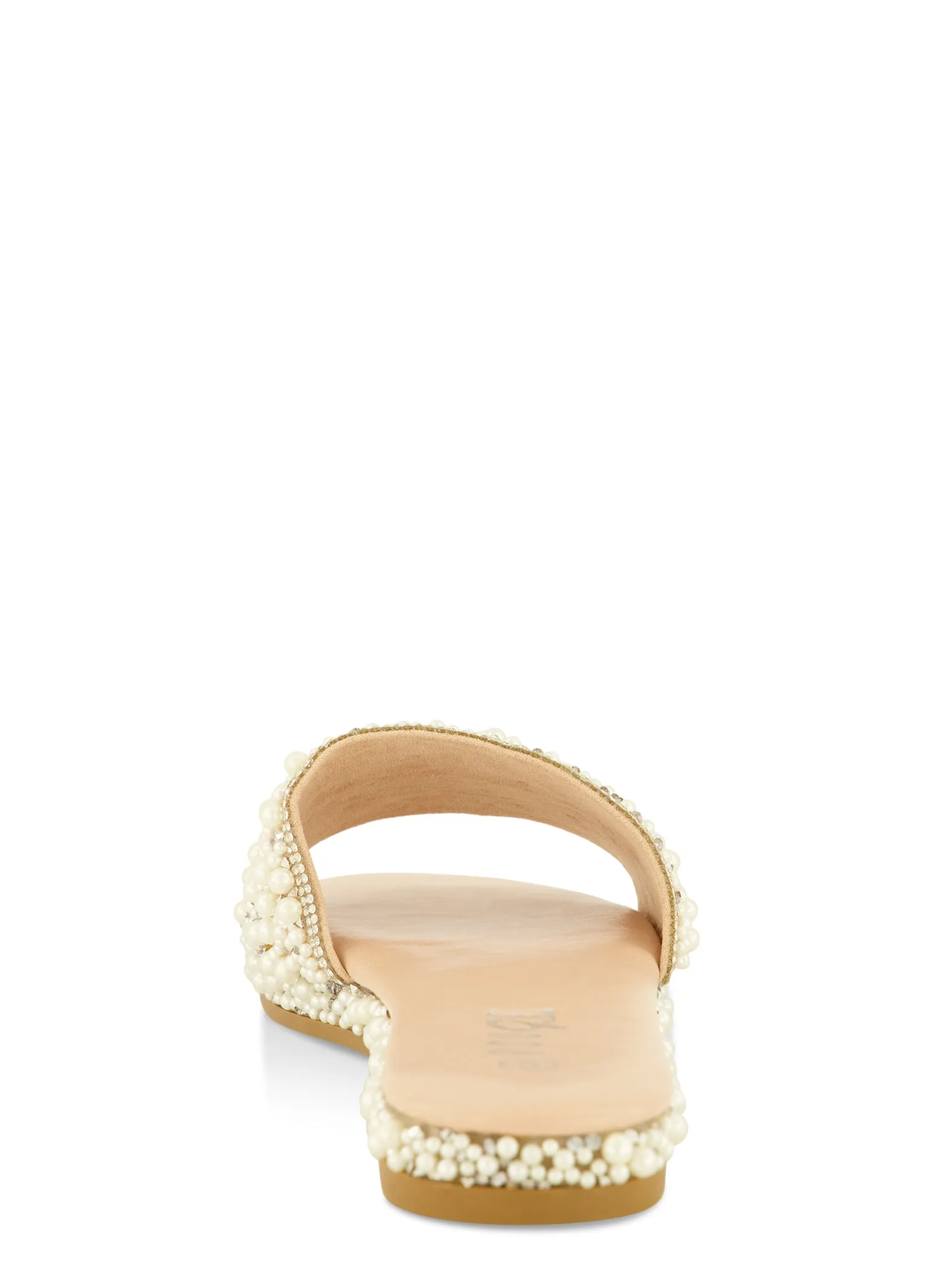 Rhinestone Trim Faux Pearl Band Slide Sandals sold by Rainbow product image thumbnail 3