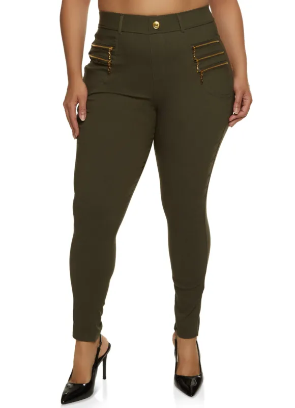 Plus Size Zip Pocket Detail Pull On Pants sold by Rainbow