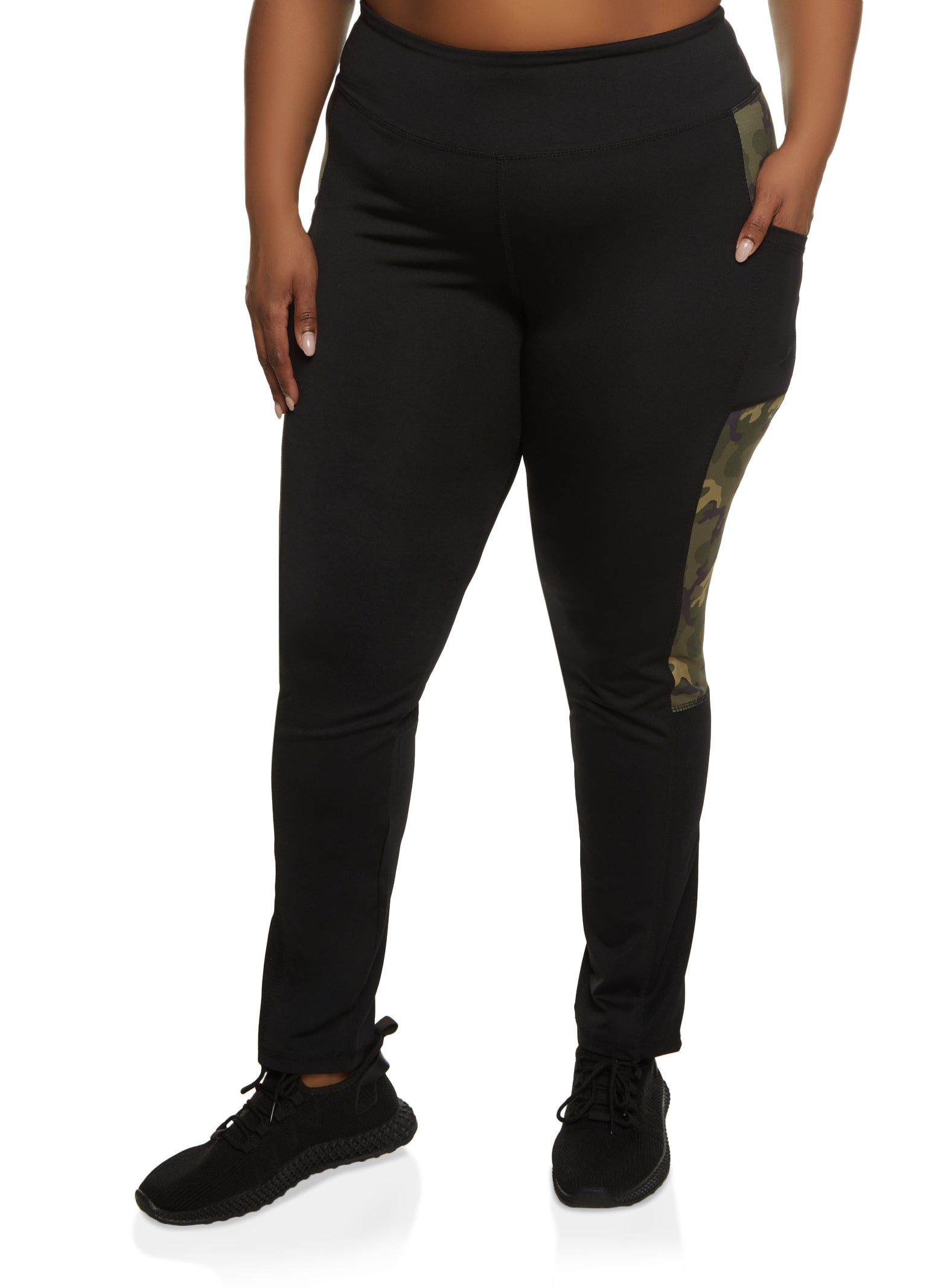 Plus Size Camo Detail Side Pocket Leggings sold by Rainbow