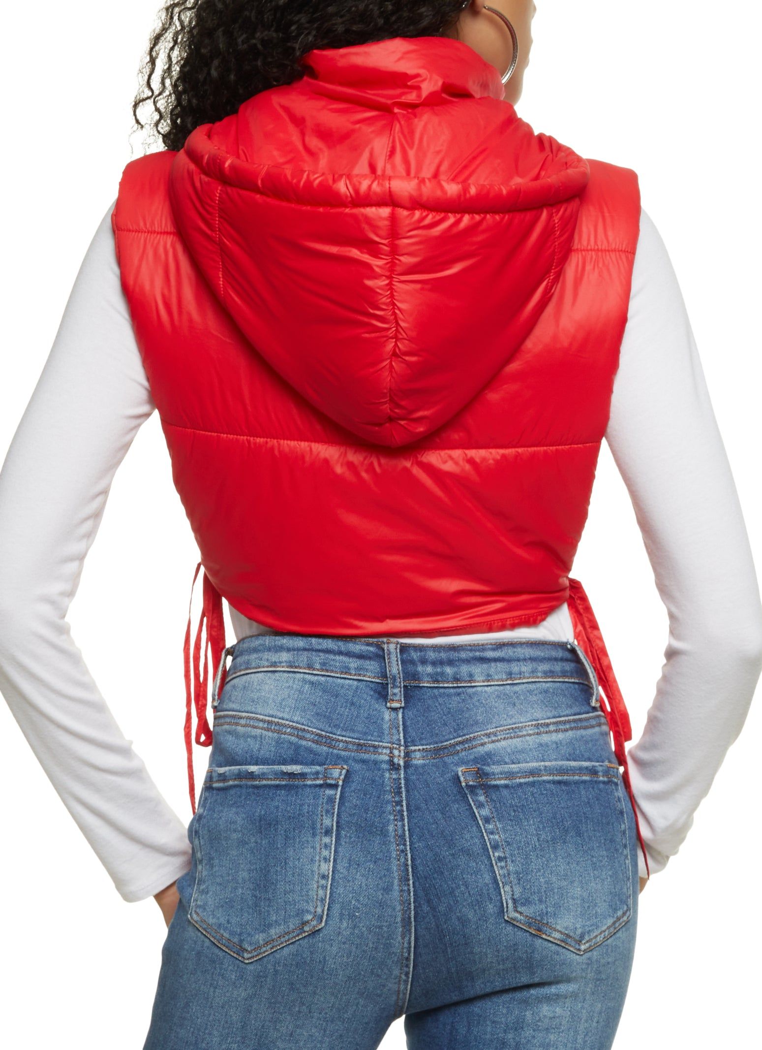Side Tie Cropped Hooded Puffer Vest sold by Rainbow product image thumbnail 2