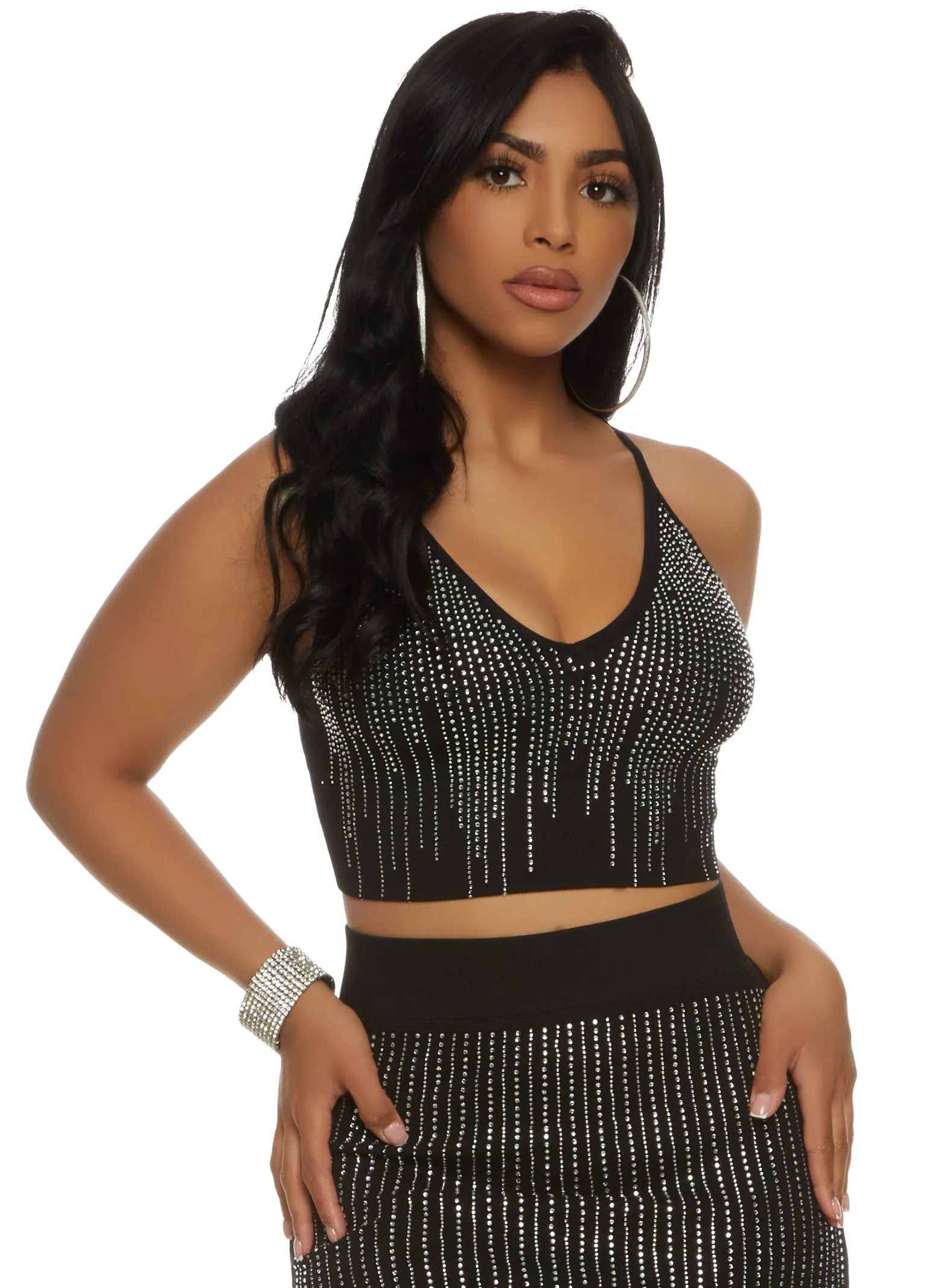 Ribbed Rhinestone Studded Cami sold by Rainbow