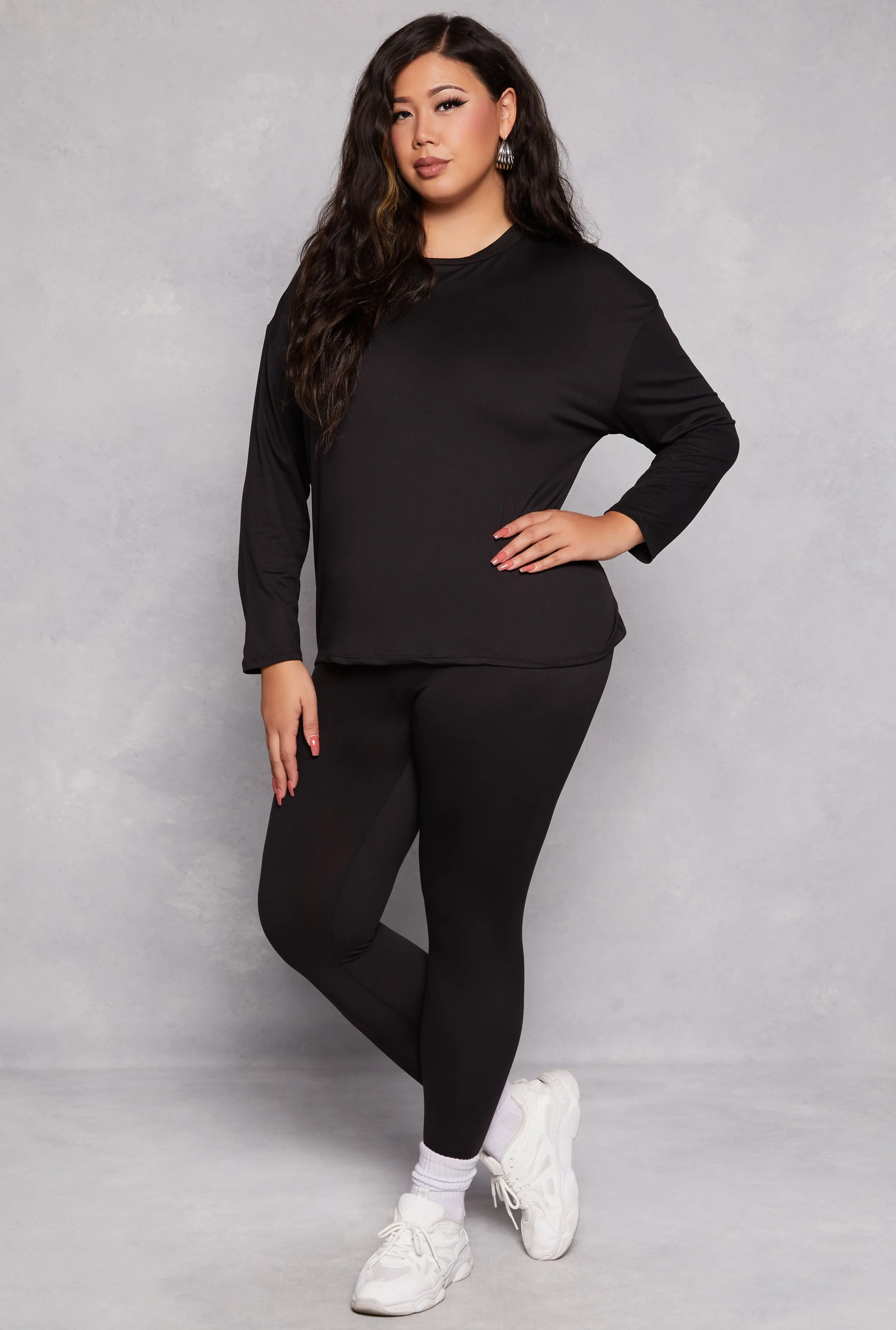 Plus Size Solid Crew Neck Long Sleeve Top sold by Rainbow product image thumbnail 2