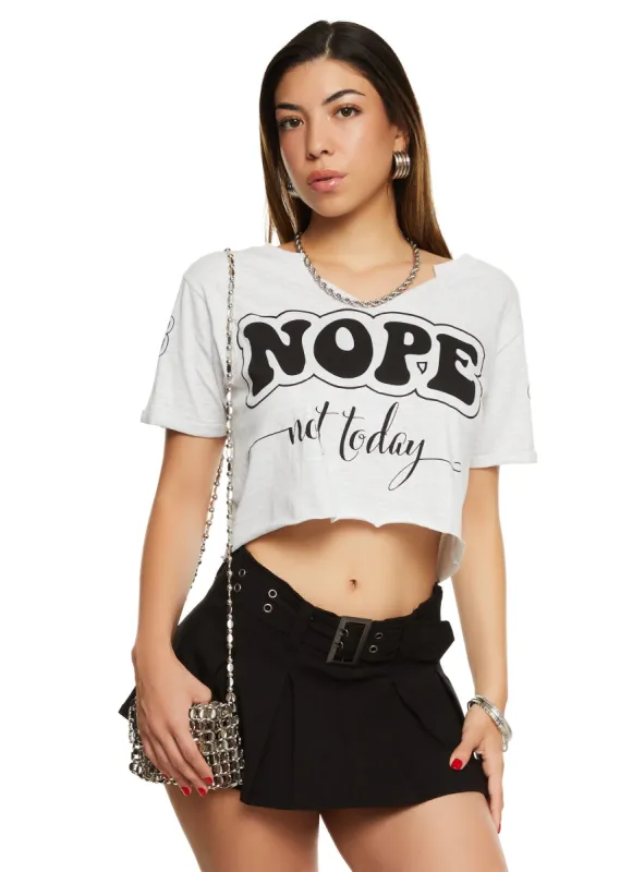 Nope Not Today Raw Hem Graphic Tee sold by Rainbow