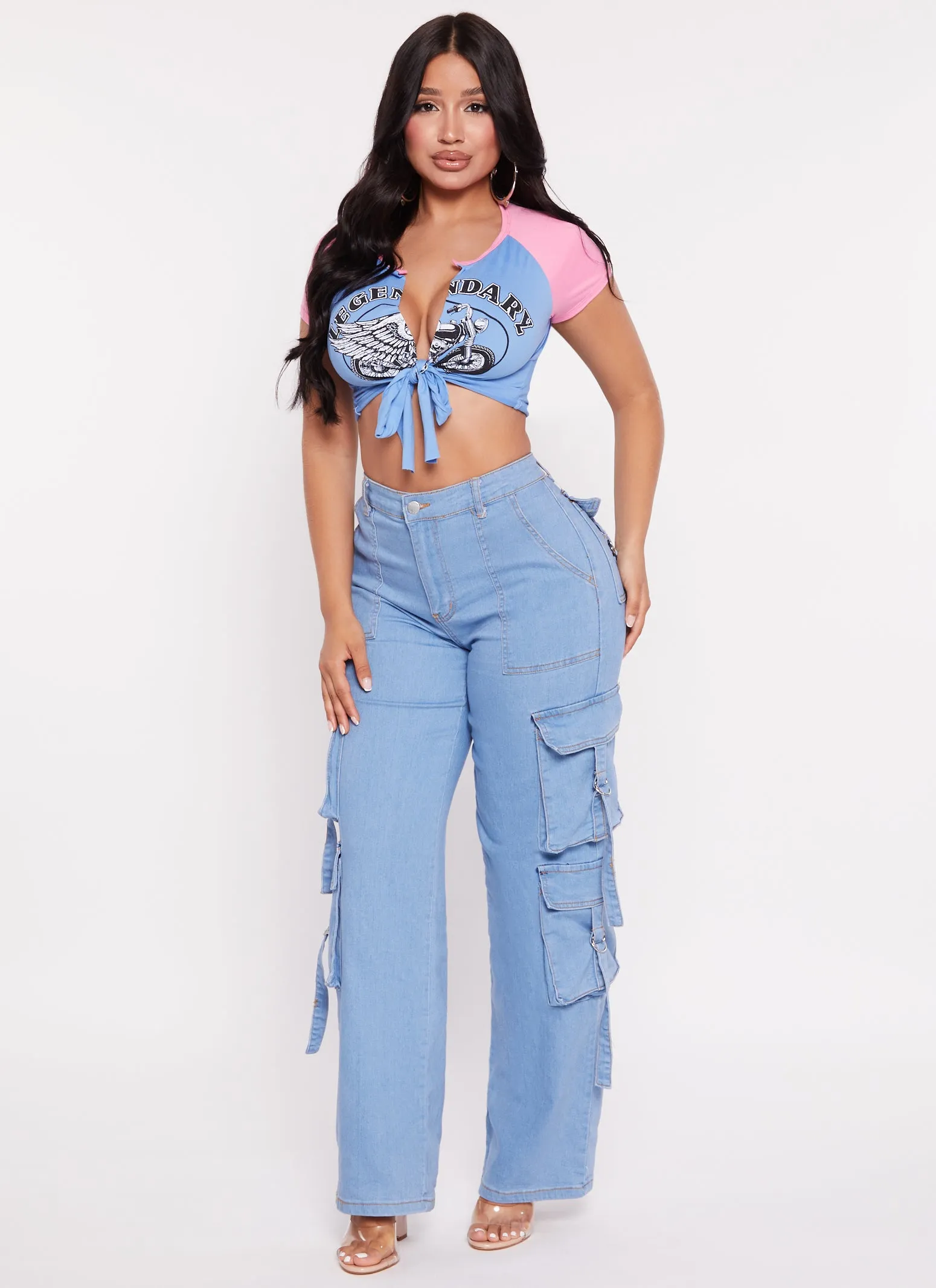 Legendary Tie Front Cropped Graphic Tee sold by Rainbow product image thumbnail 2