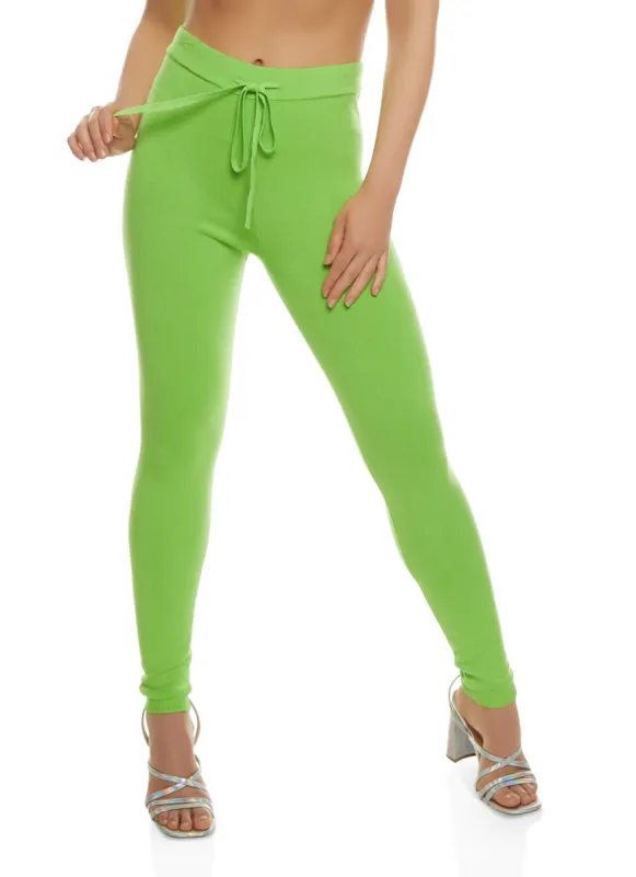 Ribbed High Waist Drawstring Leggings sold by Rainbow