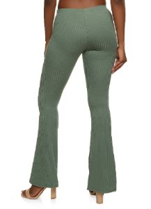 Ribbed Knit High Waist Flare Leg Pants sold by Rainbow