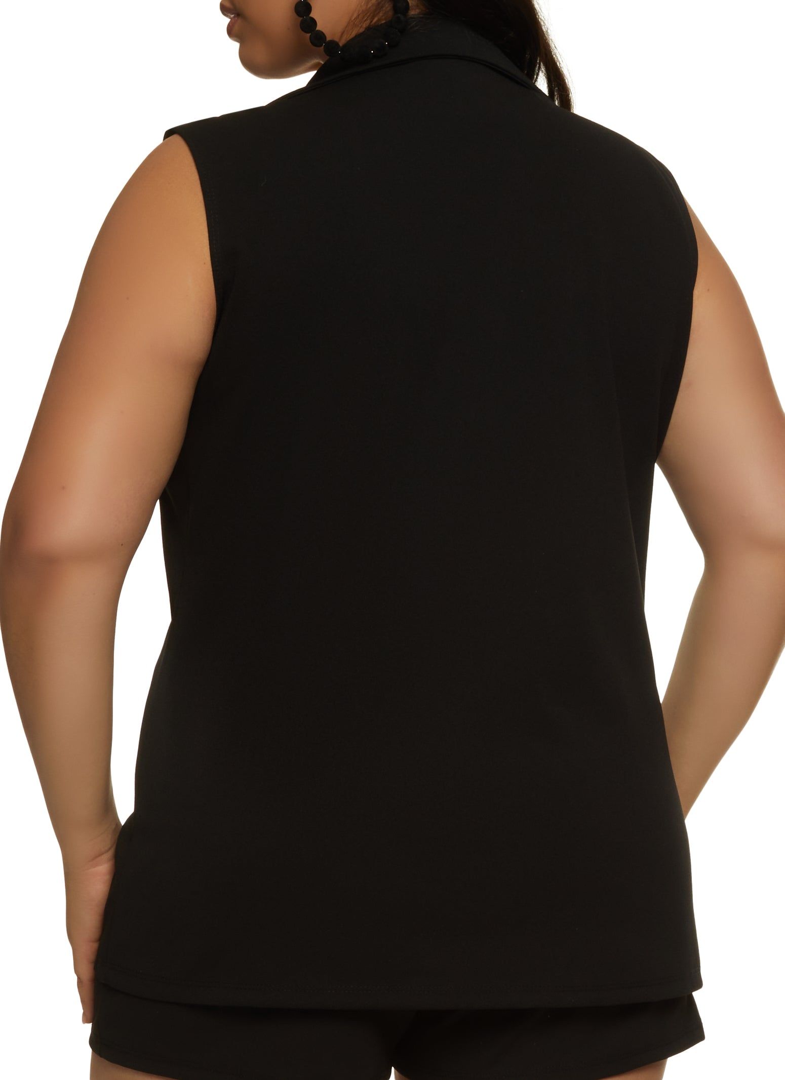 Plus Size Crepe Knit Faux Button Blazer Vest sold by Rainbow product image thumbnail 3