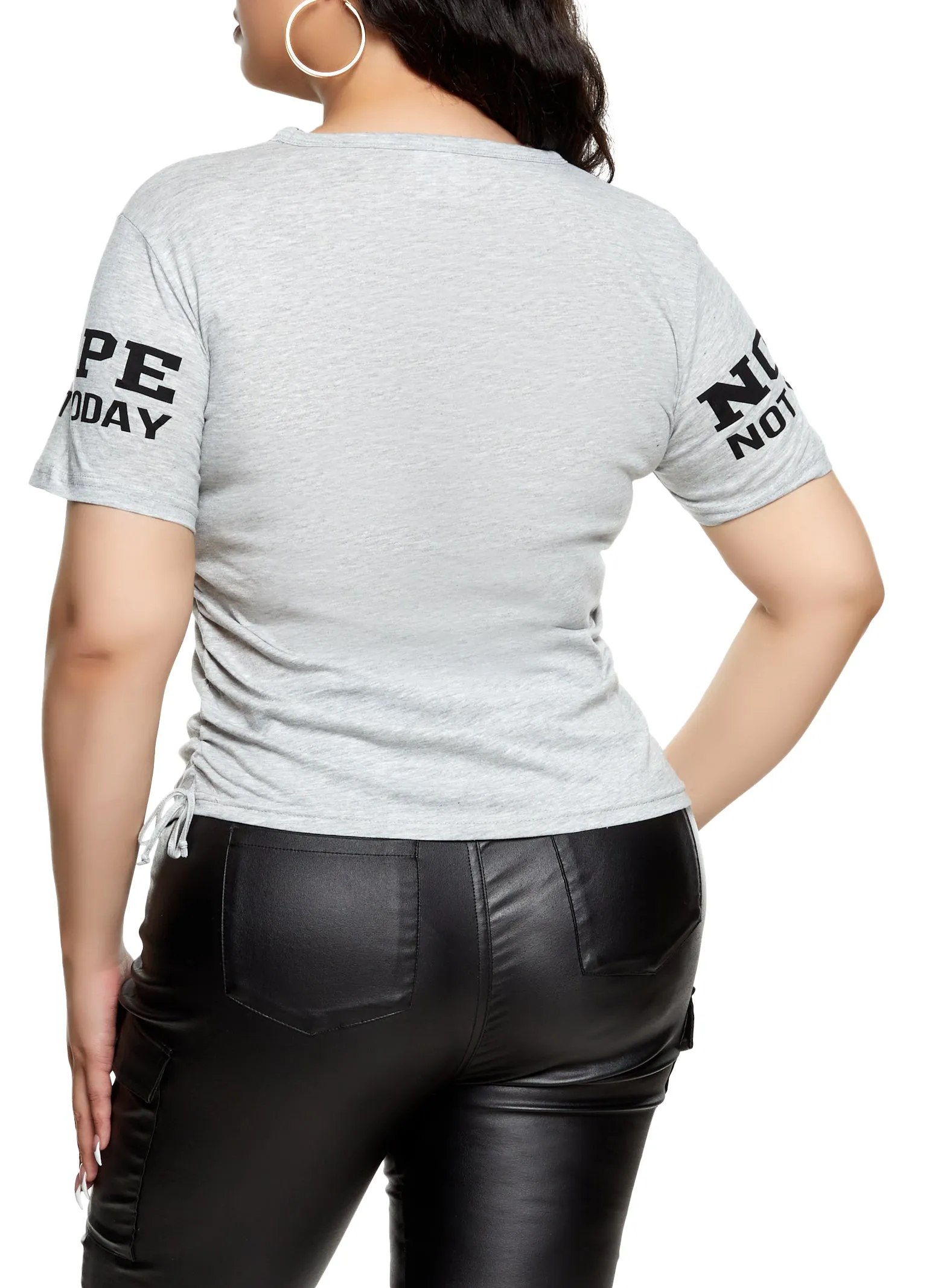 Plus Size Sequin Nope Not Today Ruched Graphic Tee sold by Rainbow product image thumbnail 2