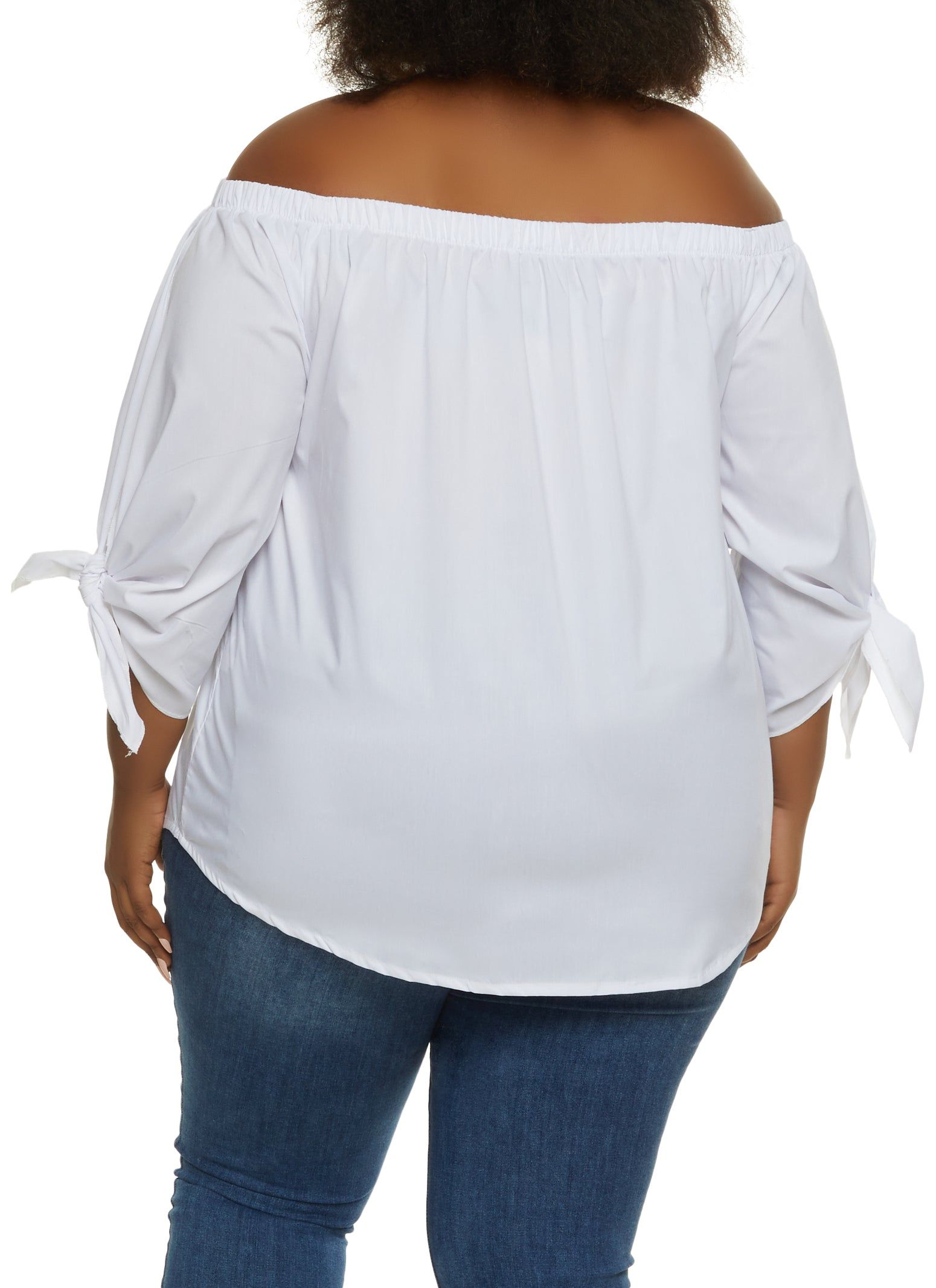 Plus Size Tie Cuff Off the Shoulder Blouse sold by Rainbow product image thumbnail 2