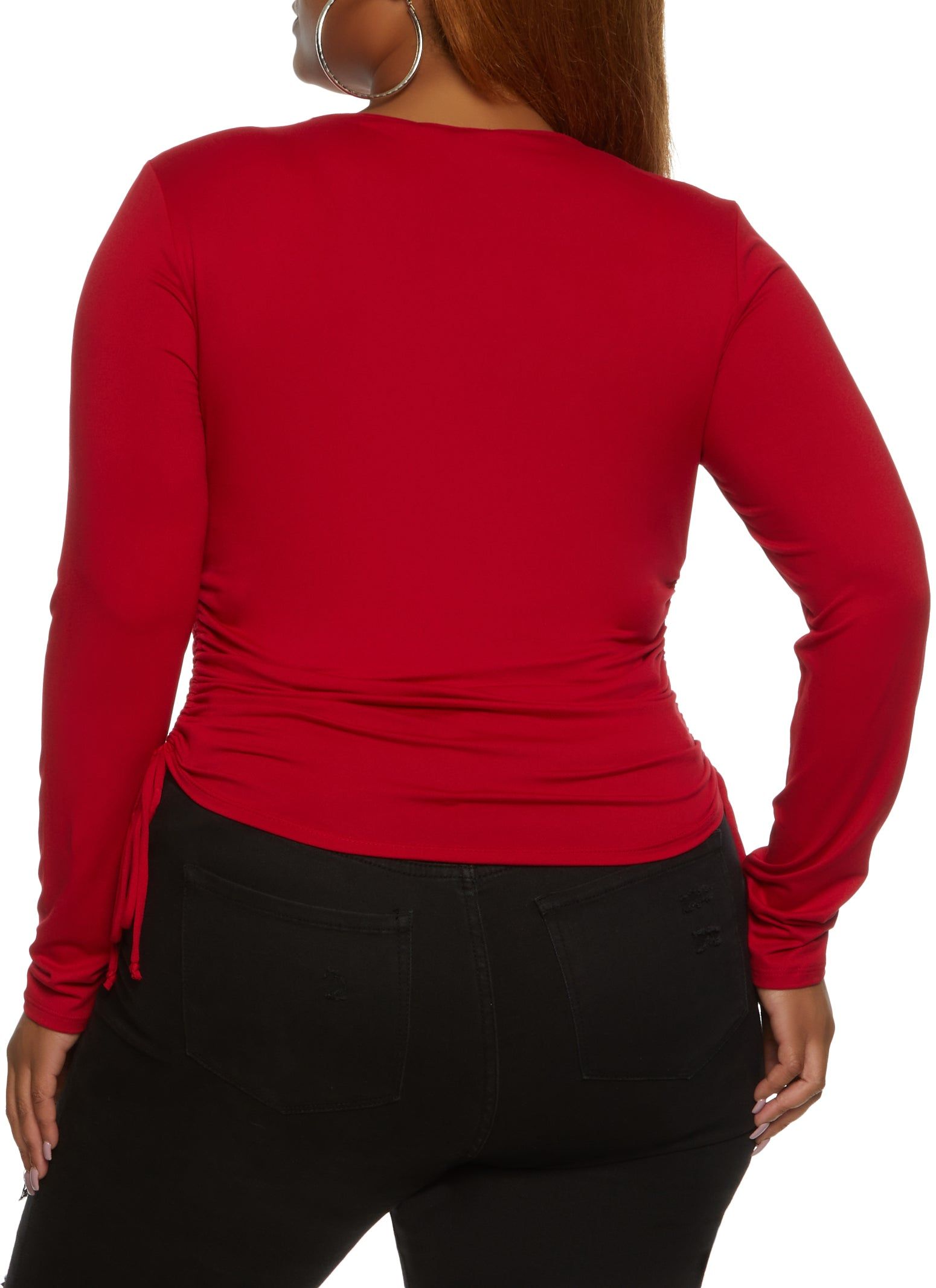 Plus Size Crew Neck Long Sleeve Ruched Top sold by Rainbow product image thumbnail 2