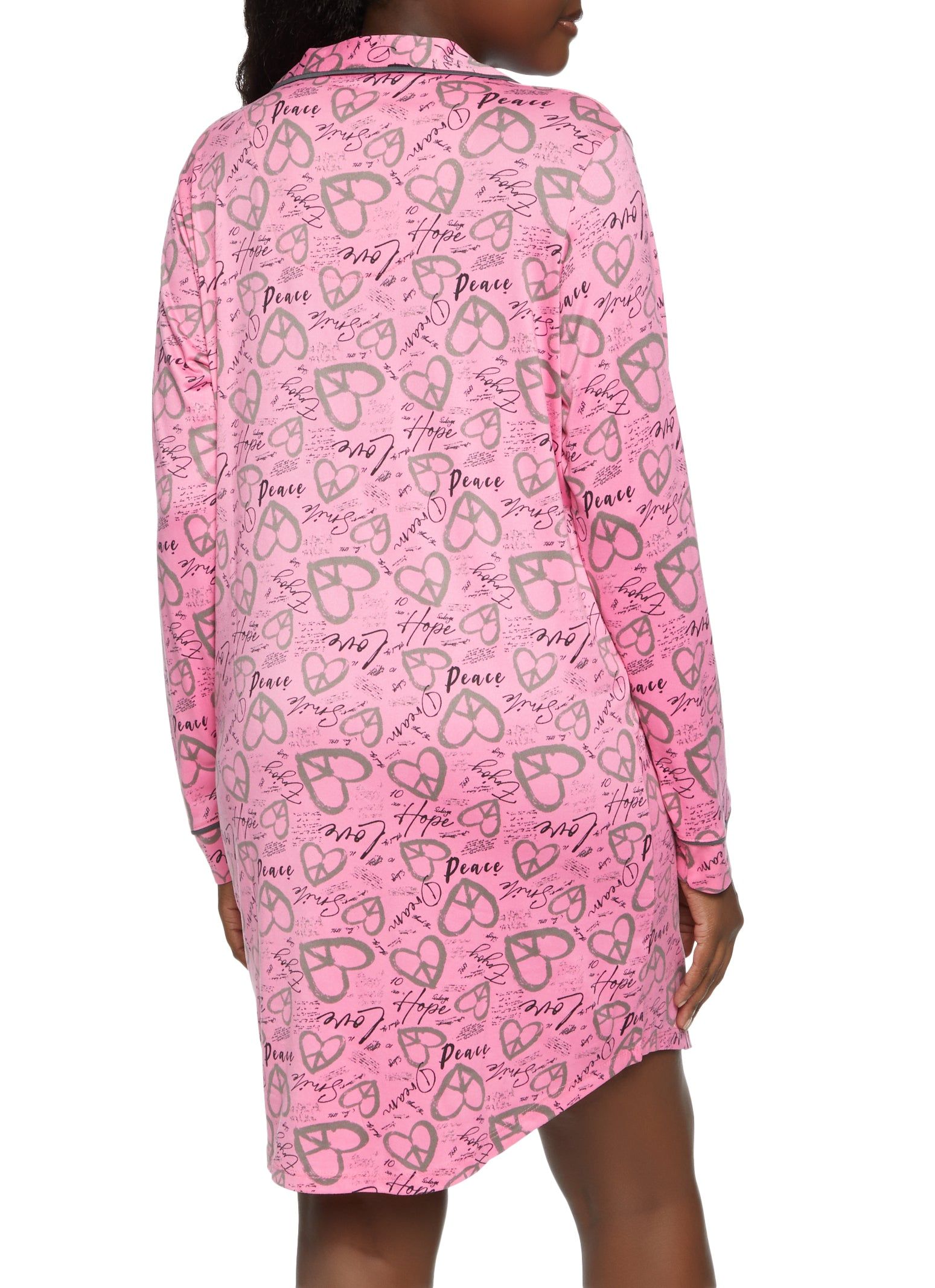 Love Heart Printed Button Front Graphic Nightgown sold by Rainbow product image thumbnail 2