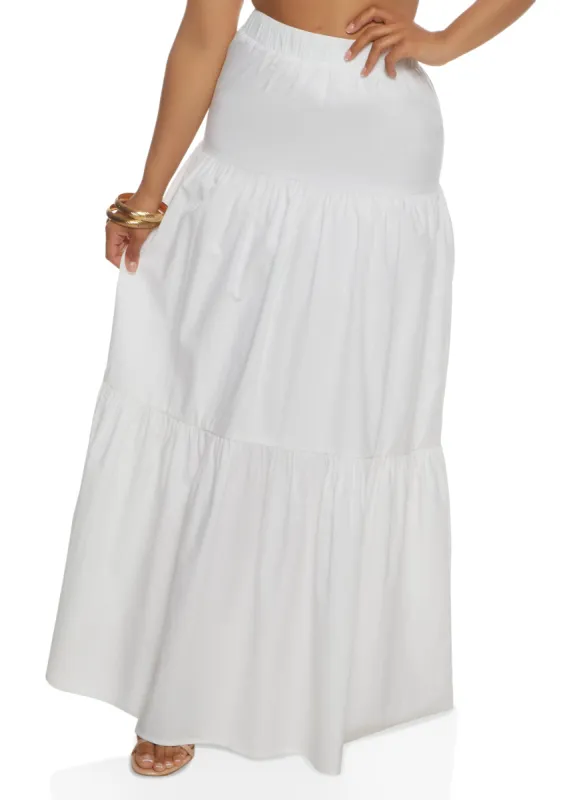 Poplin Tiered Maxi Skirt sold by Rainbow