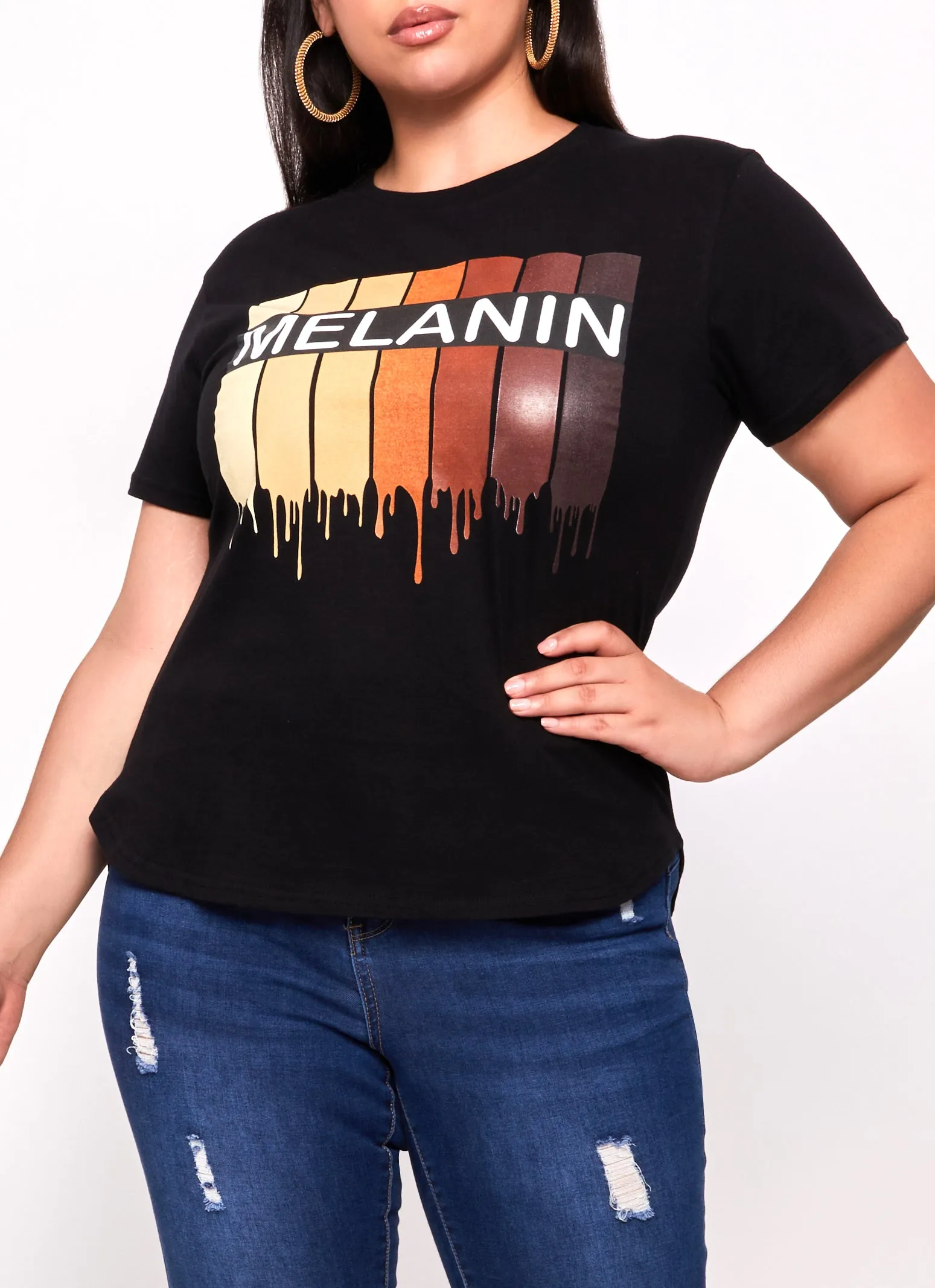 Plus Size Melanin Graphic High Low Tee sold by Rainbow