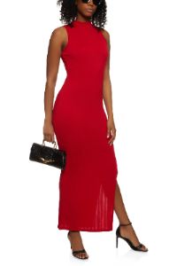 Textured Knit Mock Neck Maxi Dress sold by Rainbow