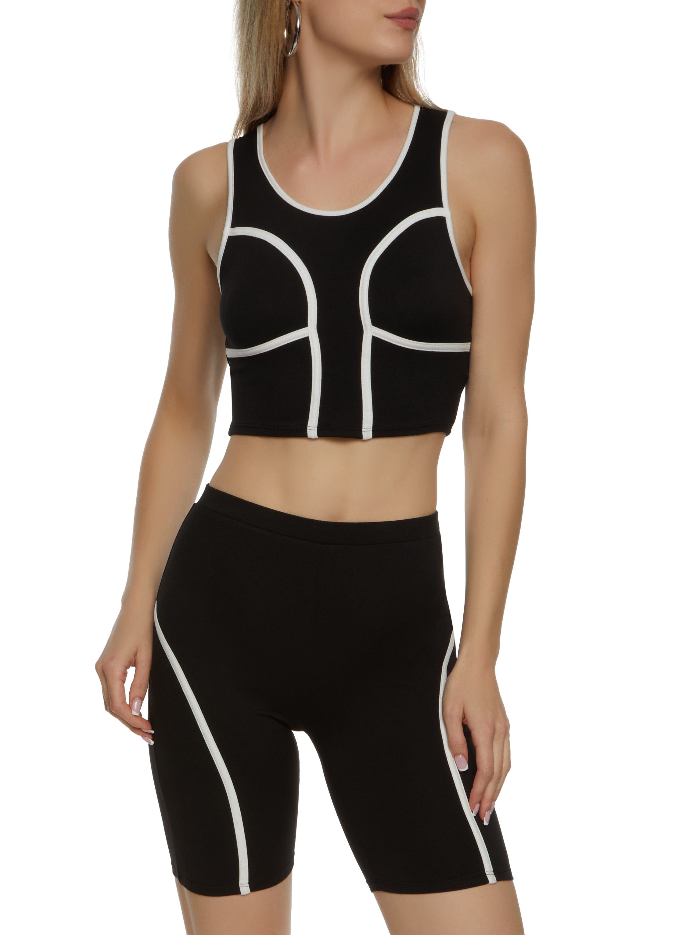 Activewear Contrast Trim Cropped Tank Top sold by Rainbow product image thumbnail 2