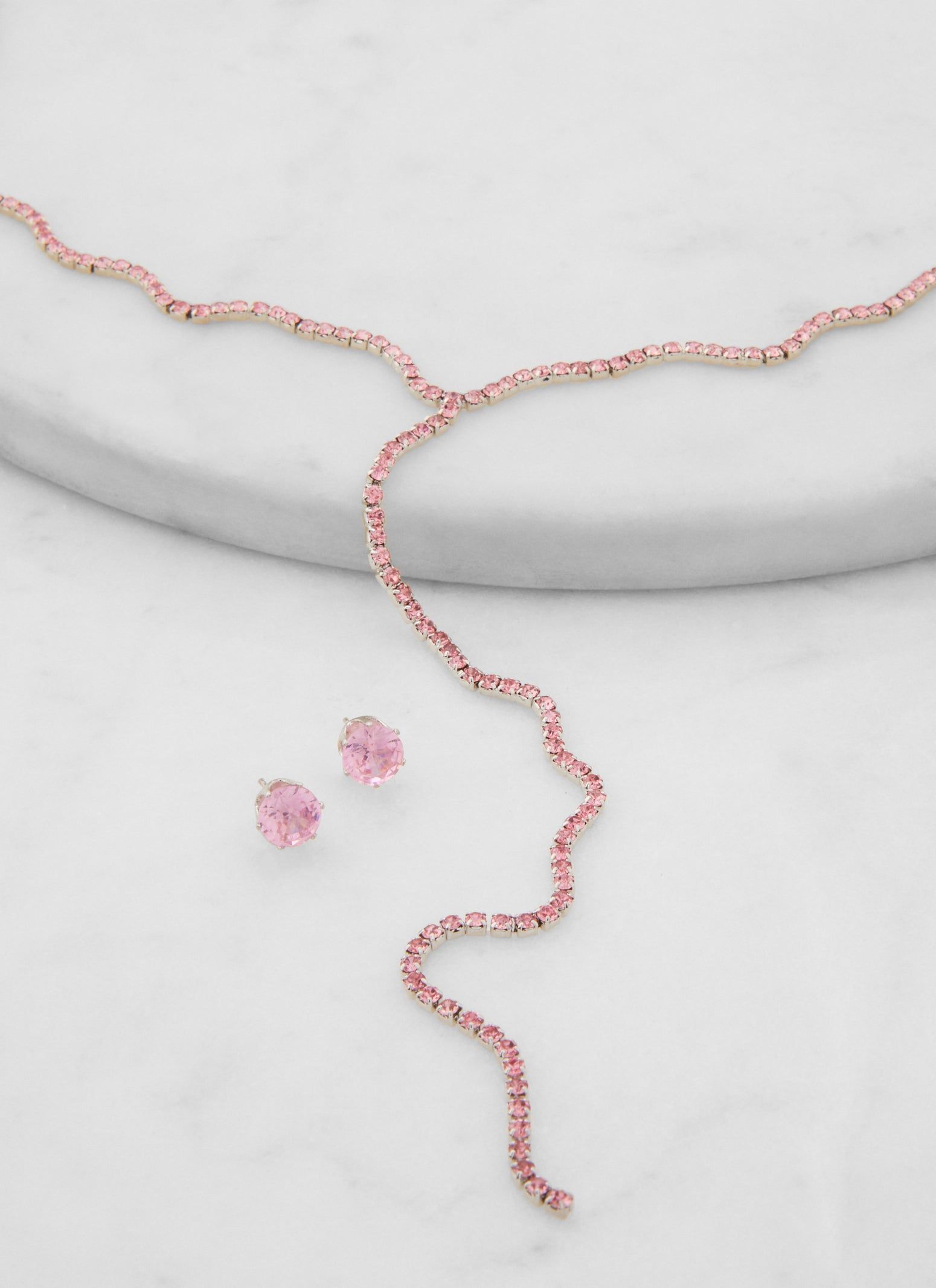 Rhinestone Lariat Necklace and Stud Earrings Set sold by Rainbow product image thumbnail 2