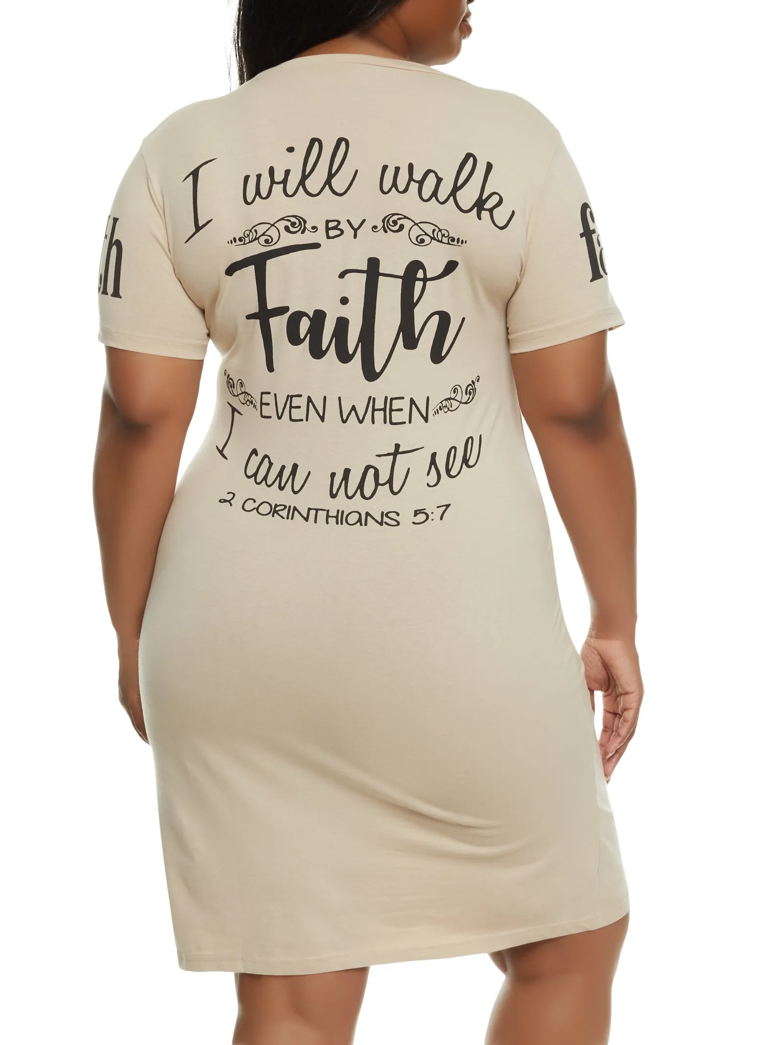 Plus Size Walk By Faith Not By Sight Graphic T Shirt Dress sold by Rainbow product image thumbnail 3