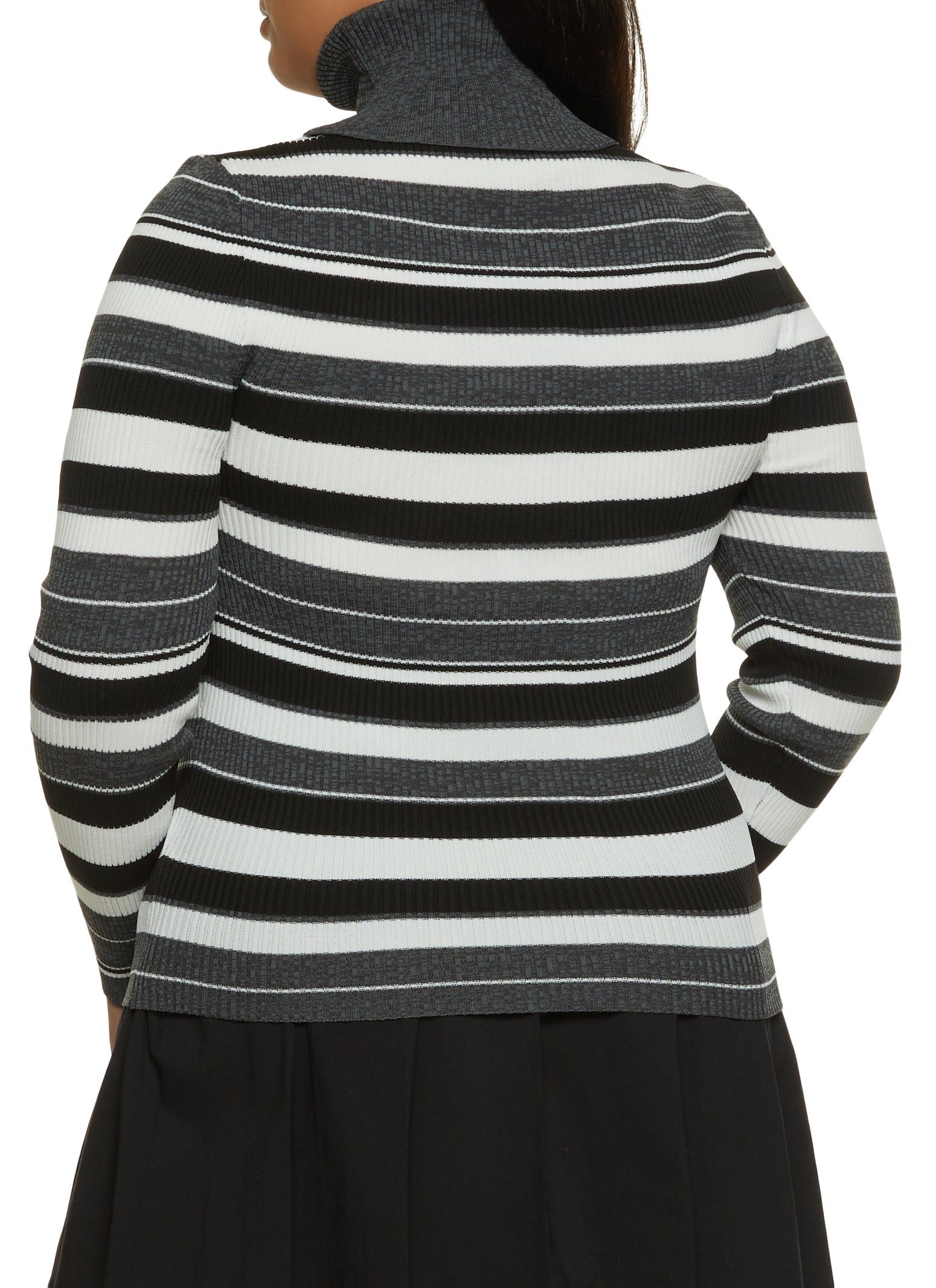 Plus Size Rib Knit Striped Turtleneck Top sold by Rainbow product image thumbnail 2