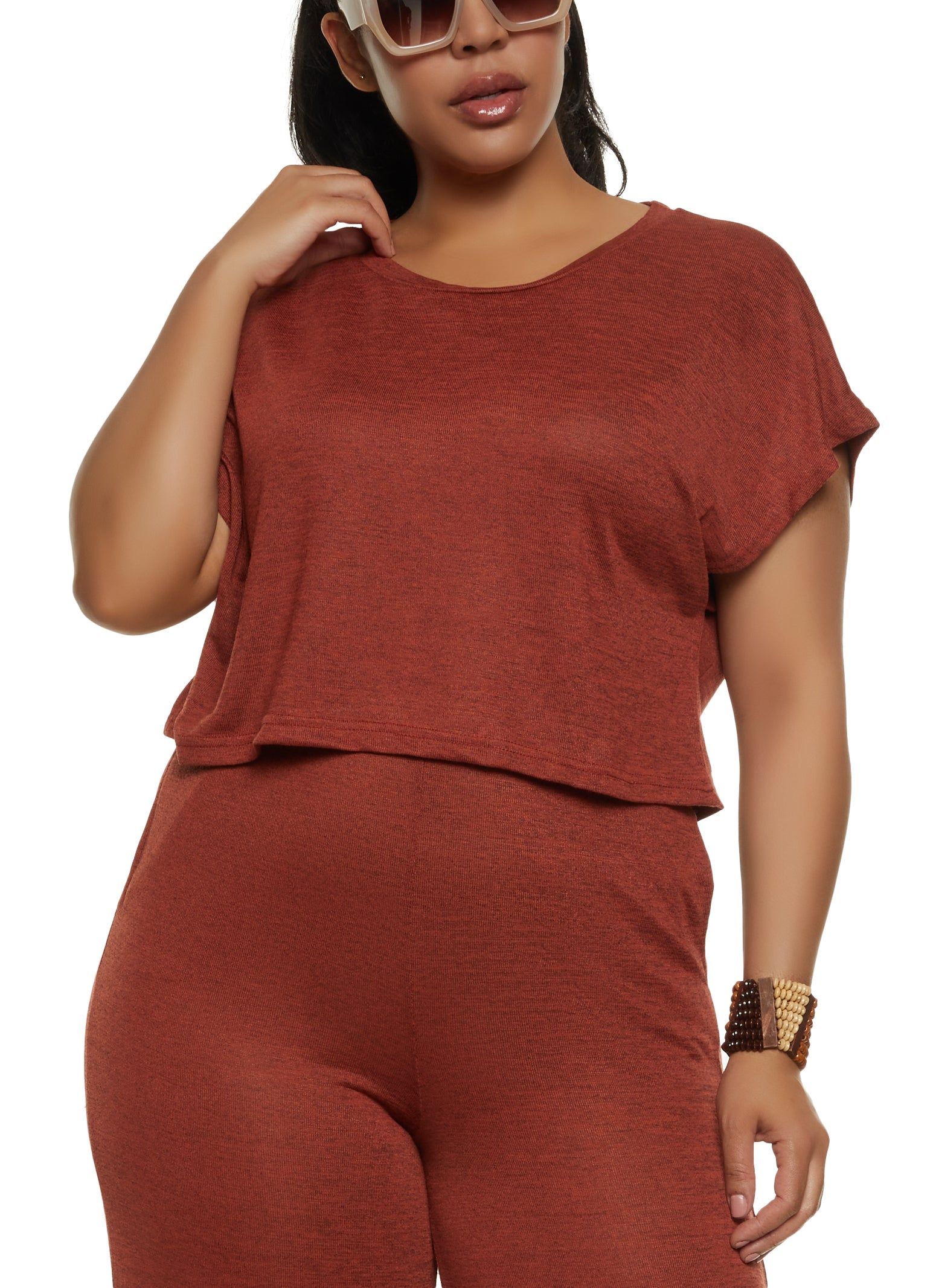 Plus Size Brushed Knit Dolman Sleeve Top sold by Rainbow