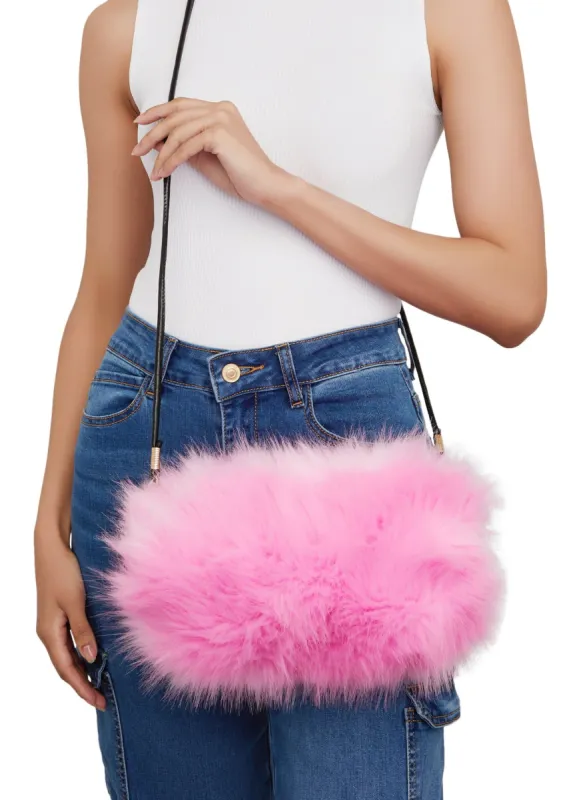 Faux Fur Zip Crossbody Bag sold by Rainbow