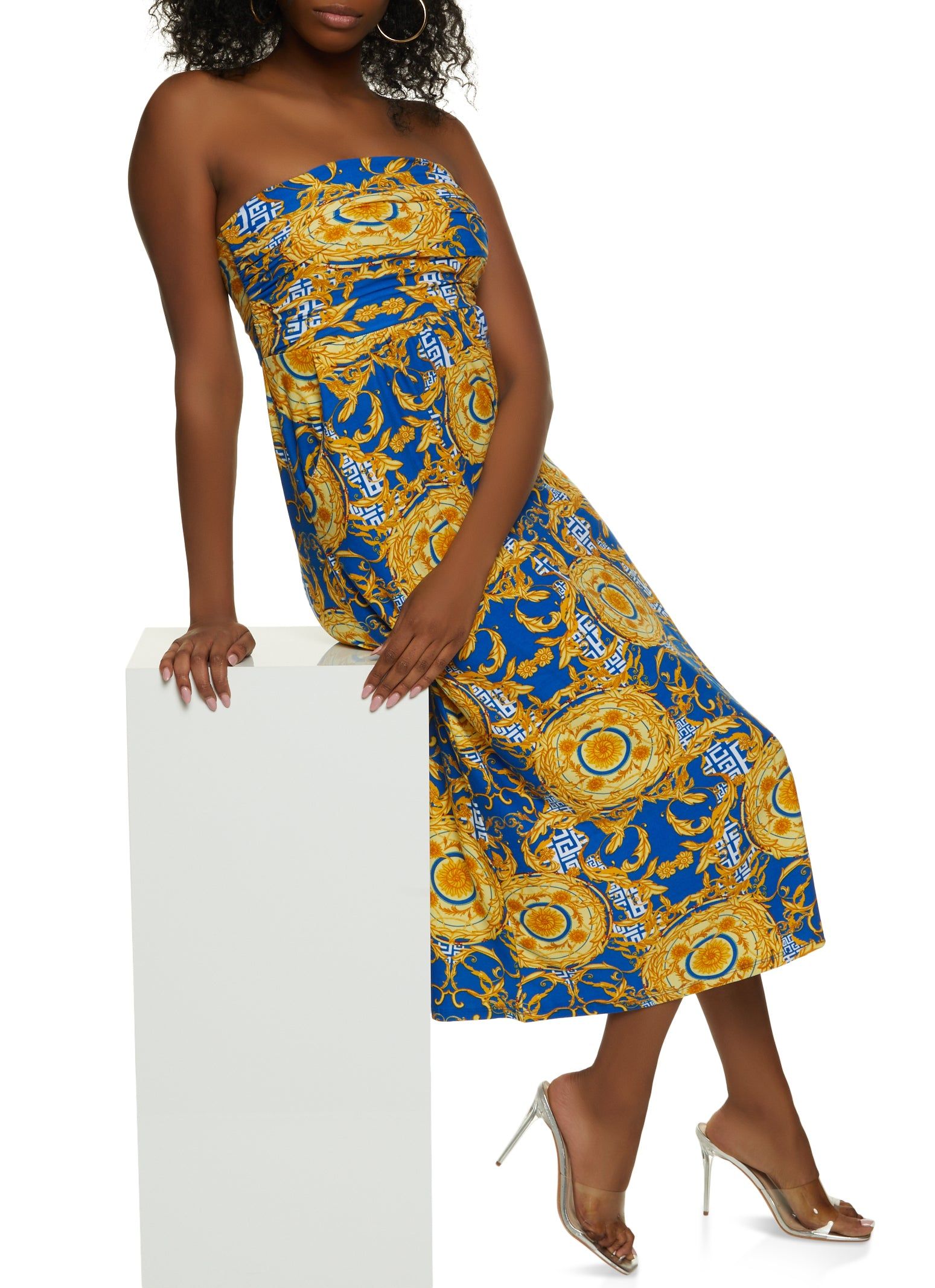 Status Print Ruched Maxi Tube Dress sold by Rainbow product image thumbnail 2