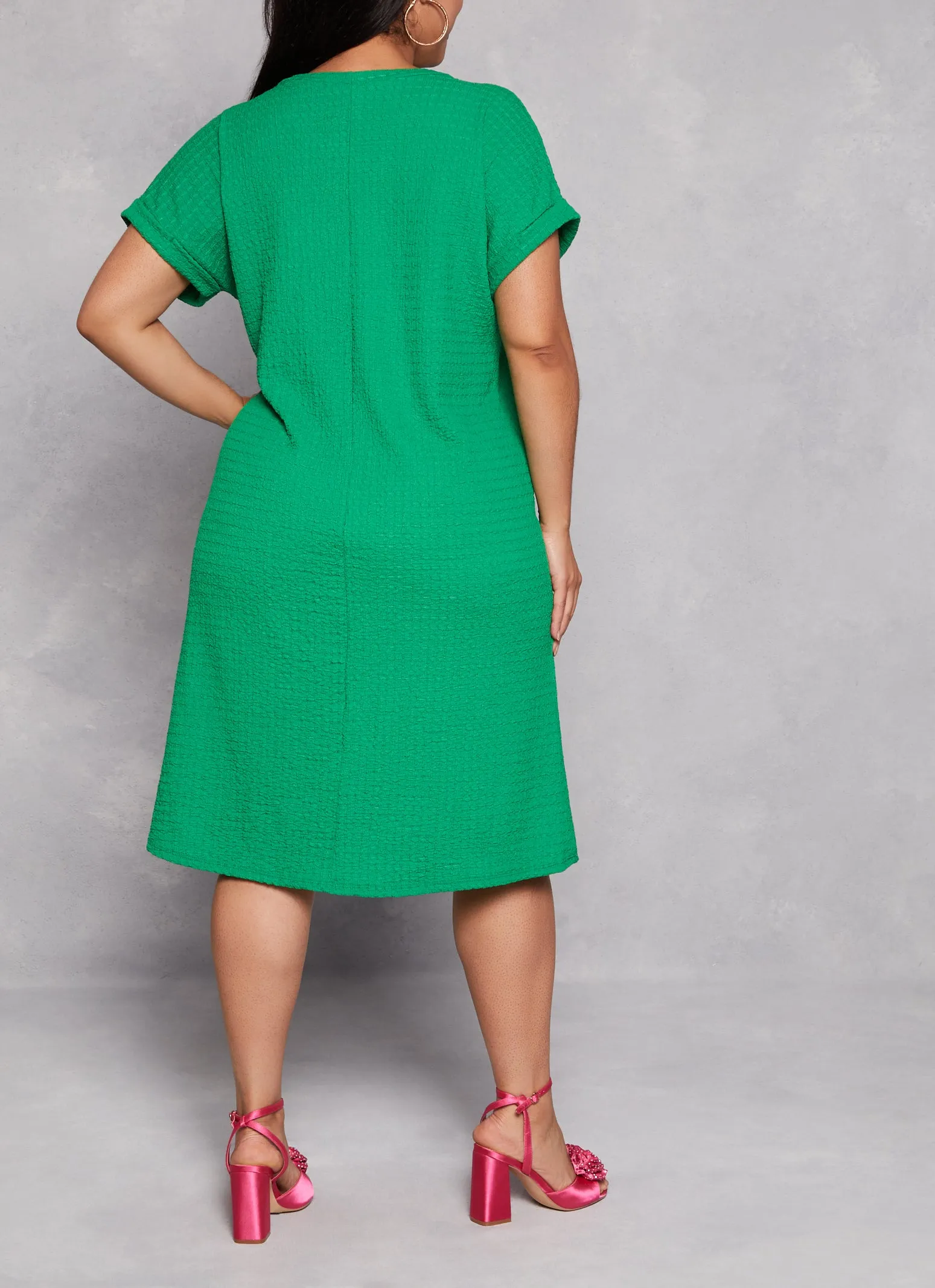 Plus Size Textured Fixed Cuff T Shirt Dress sold by Rainbow product image thumbnail 3