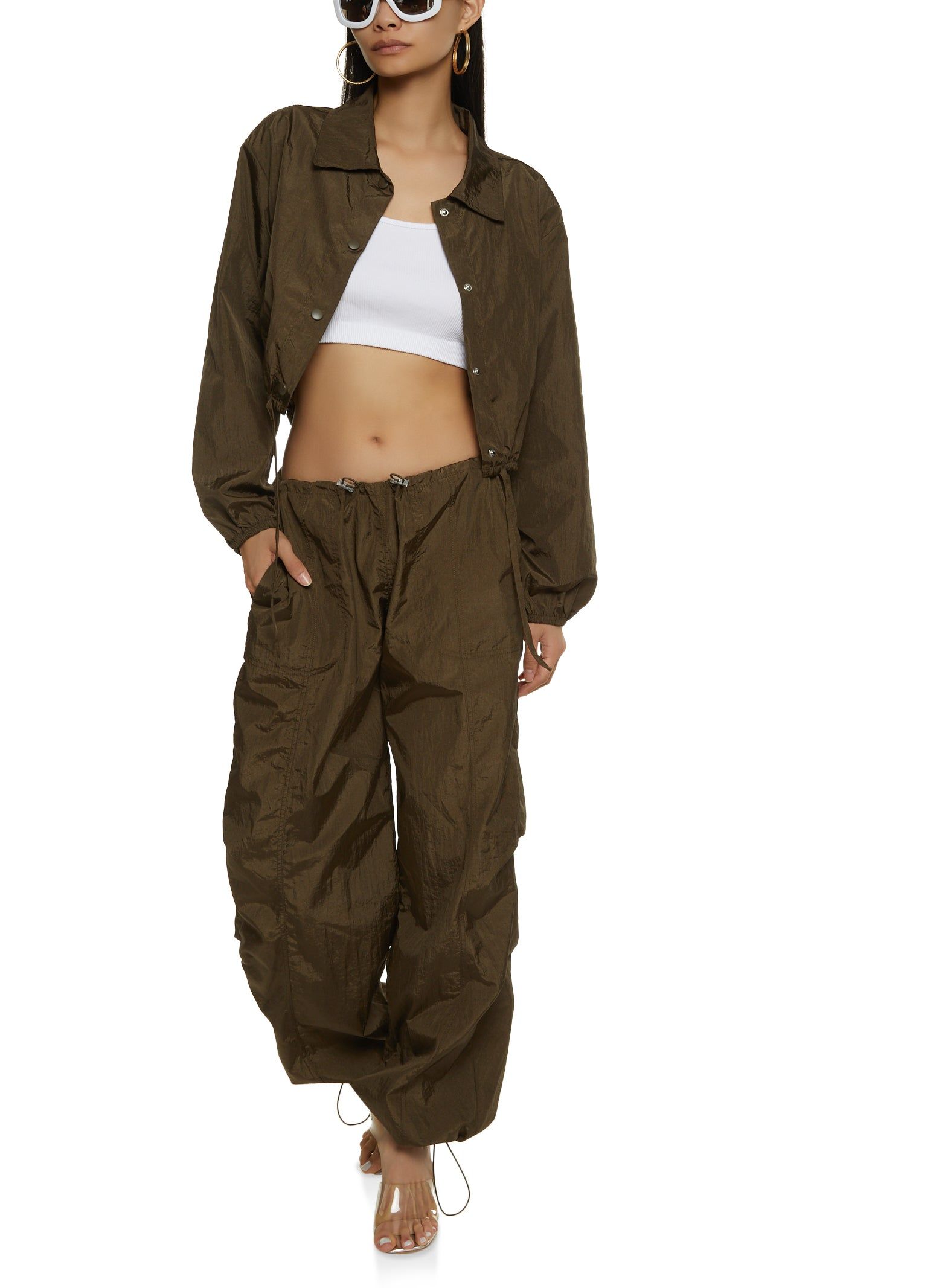 Nylon Snap Button Front Windbreaker Jacket sold by Rainbow product image thumbnail 2