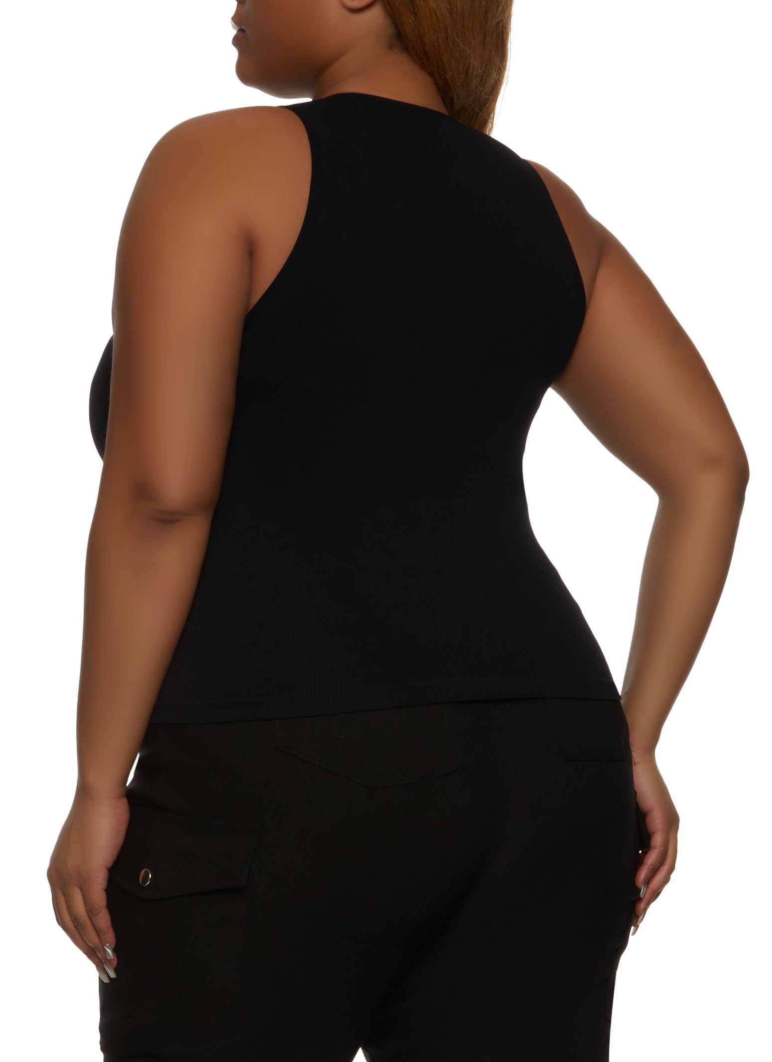 Plus Size Basic Ribbed Knit Seamless Tank Top sold by Rainbow product image thumbnail 2