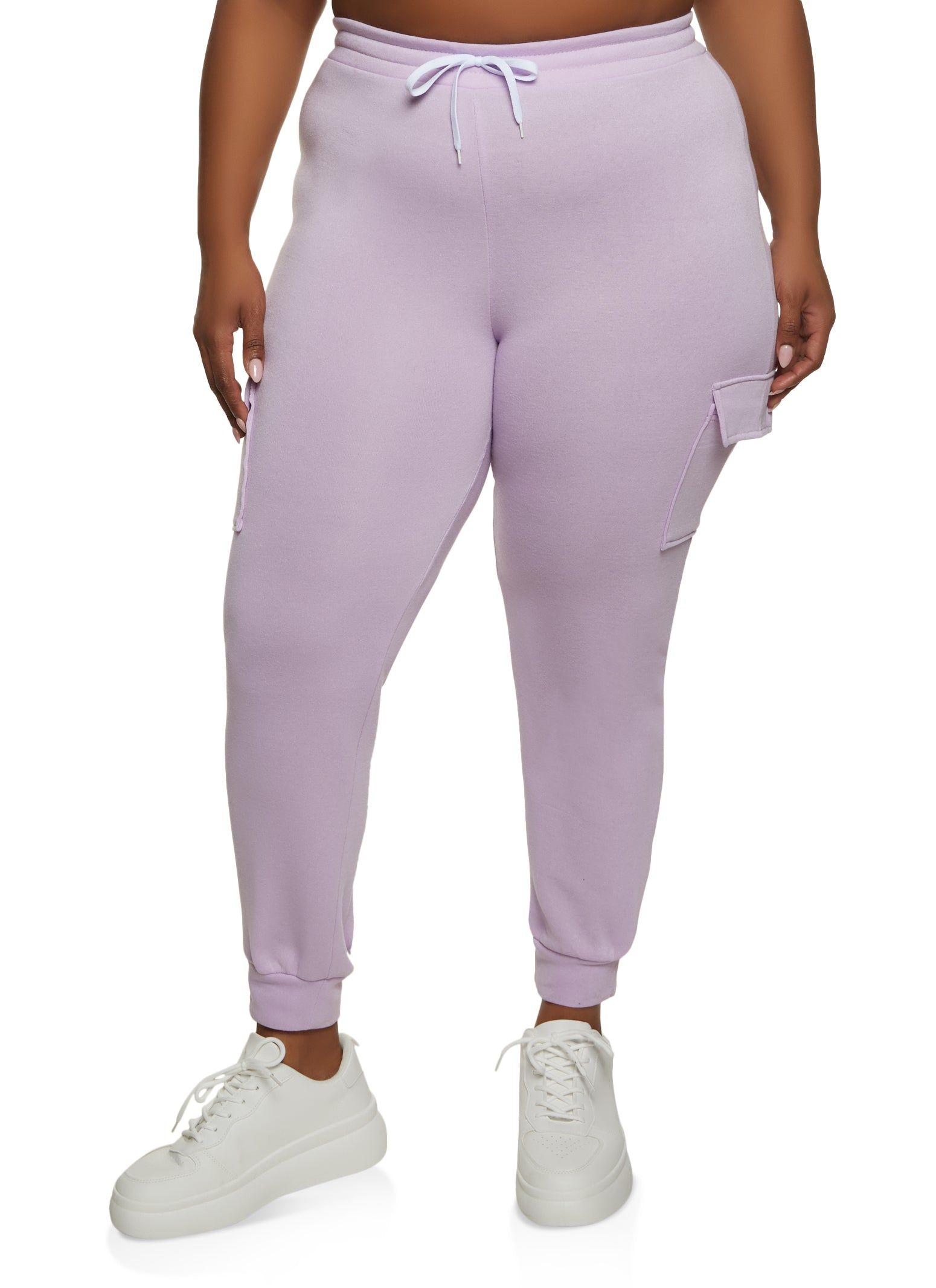 Plus Size Fleece Lined Cargo Pocket Joggers sold by Rainbow