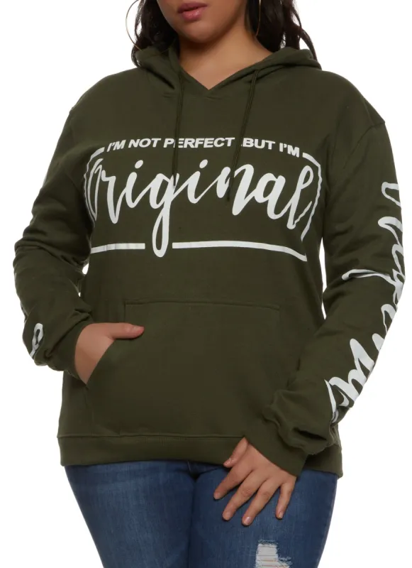Plus Size Im Not Perfect But Im Original Graphic Hoodie sold by Rainbow