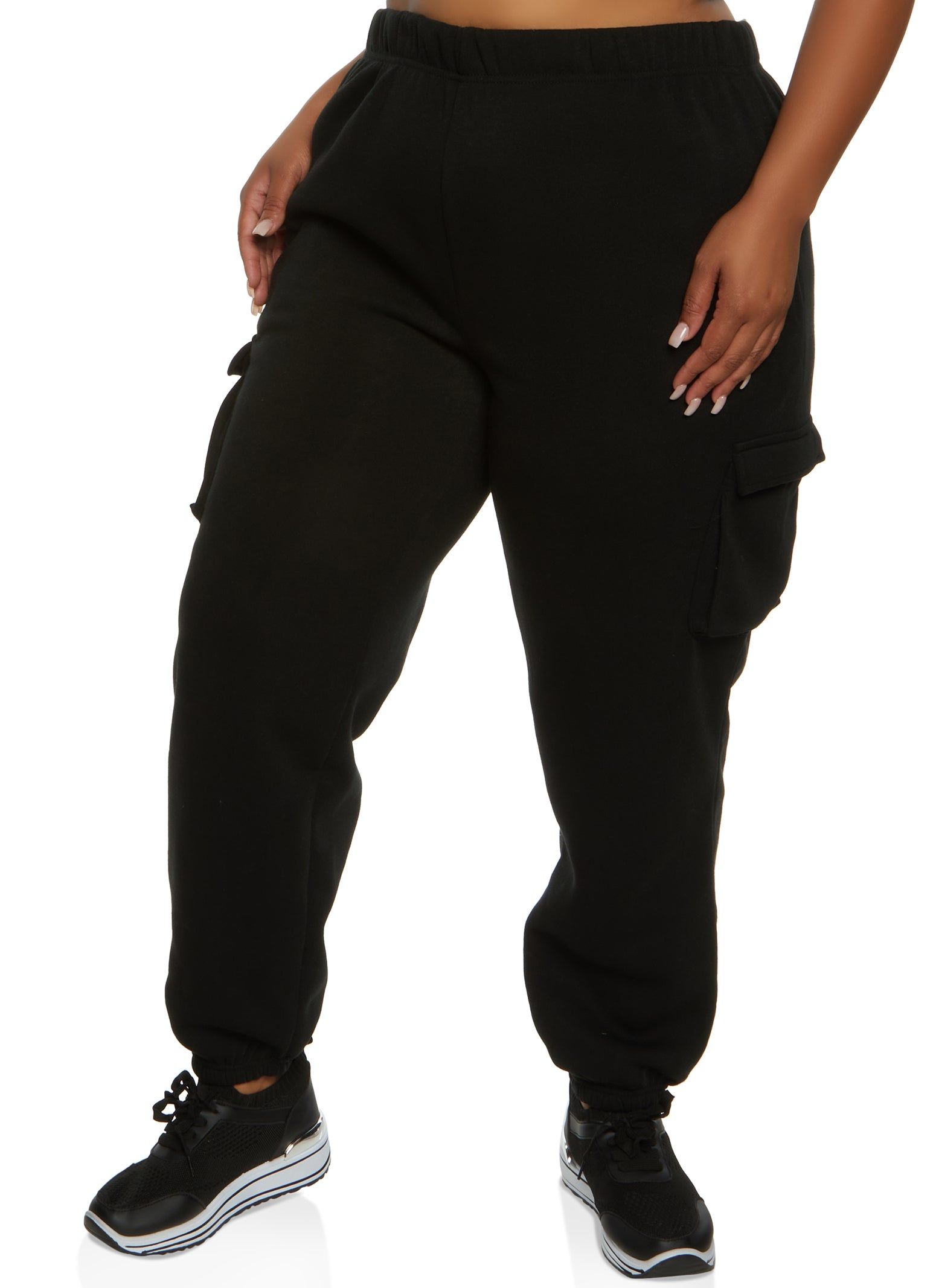 Plus Size Cargo Pocket High Waist Joggers sold by Rainbow