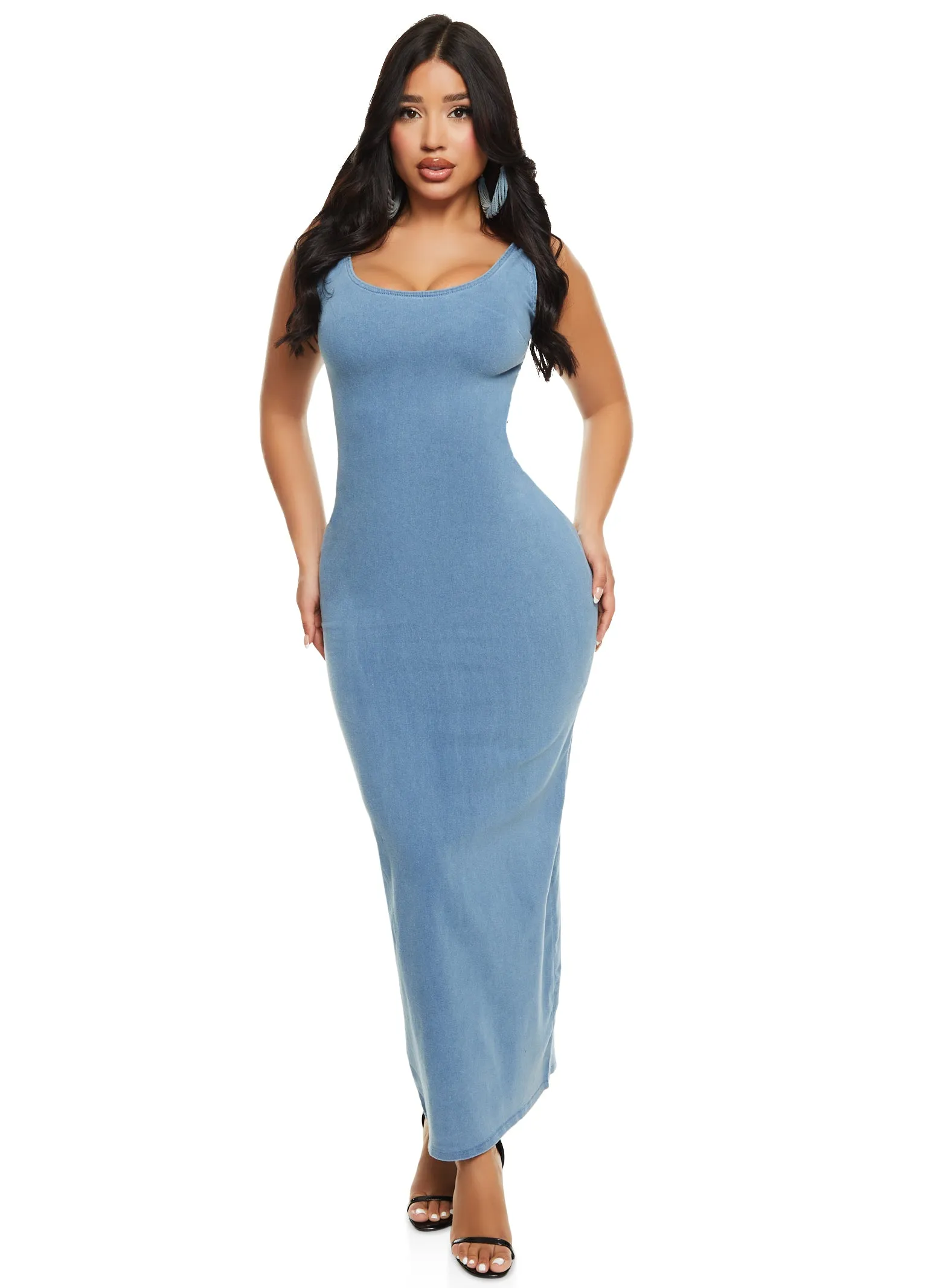 Denim Zip Back Tank Maxi Dress sold by Rainbow product image thumbnail 2
