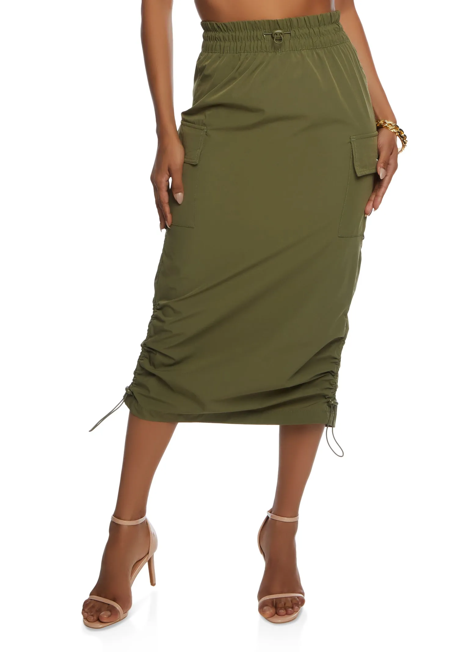 Nylon Toggle Drawstring Midi Cargo Skirt sold by Rainbow product image thumbnail 2