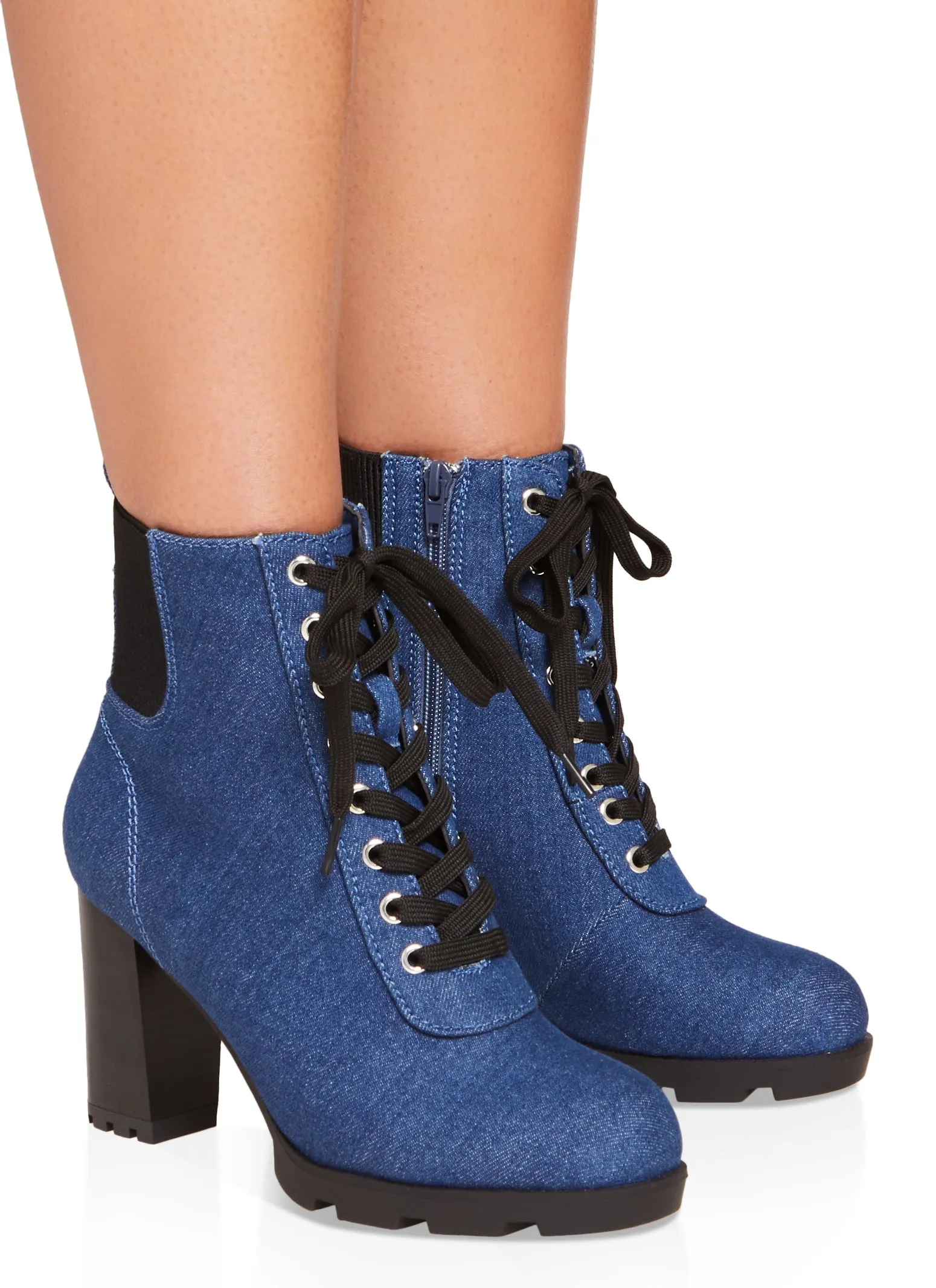 Block Heel Round Toe Lace Up Booties sold by Rainbow product image thumbnail 2