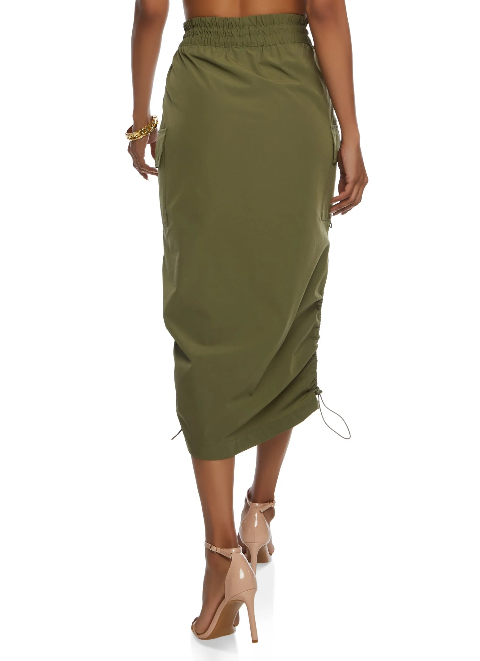 Nylon Toggle Drawstring Midi Cargo Skirt sold by Rainbow product image thumbnail 3
