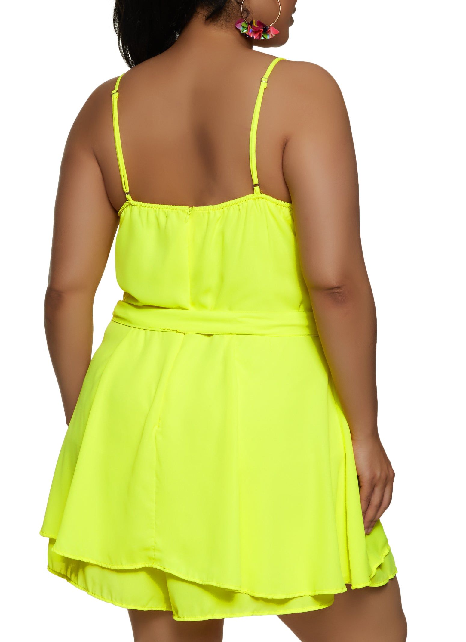 Plus Size Tie Waist Faux Wrap Romper sold by Rainbow product image thumbnail 2
