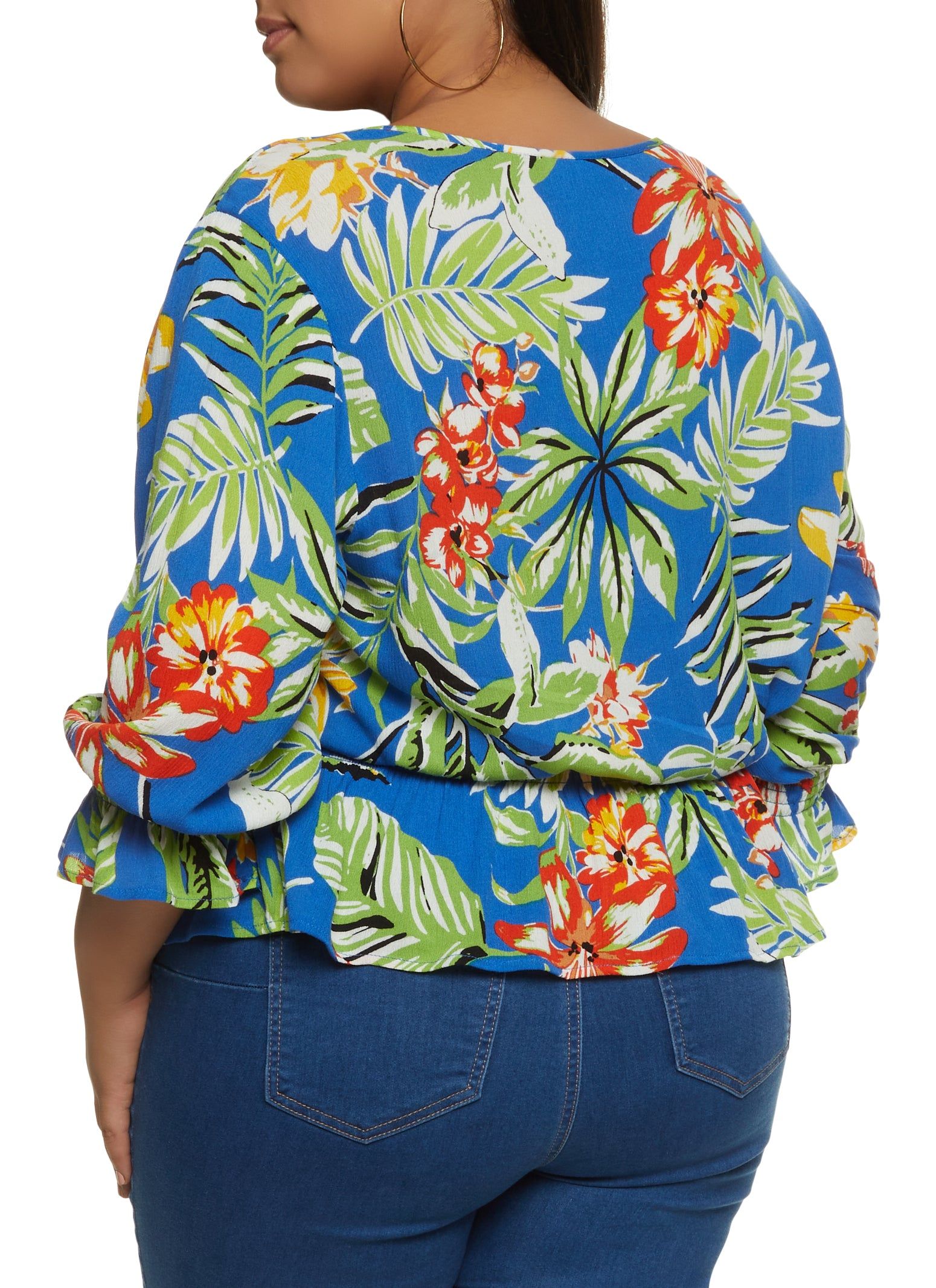 Plus Size Floral Print Smocked Wrap Top sold by Rainbow product image thumbnail 2